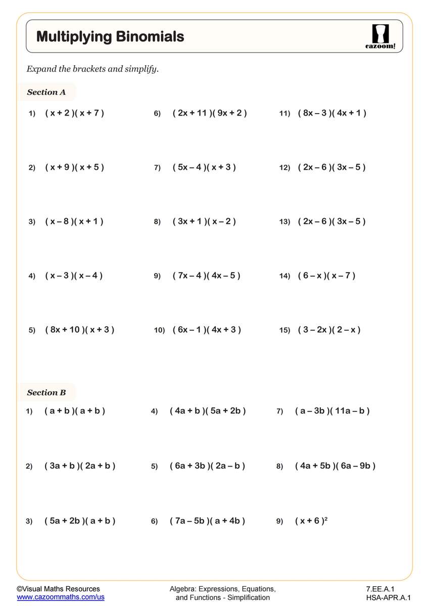 7th Grade Math Worksheets PDF Printable Worksheets Cazoom Math