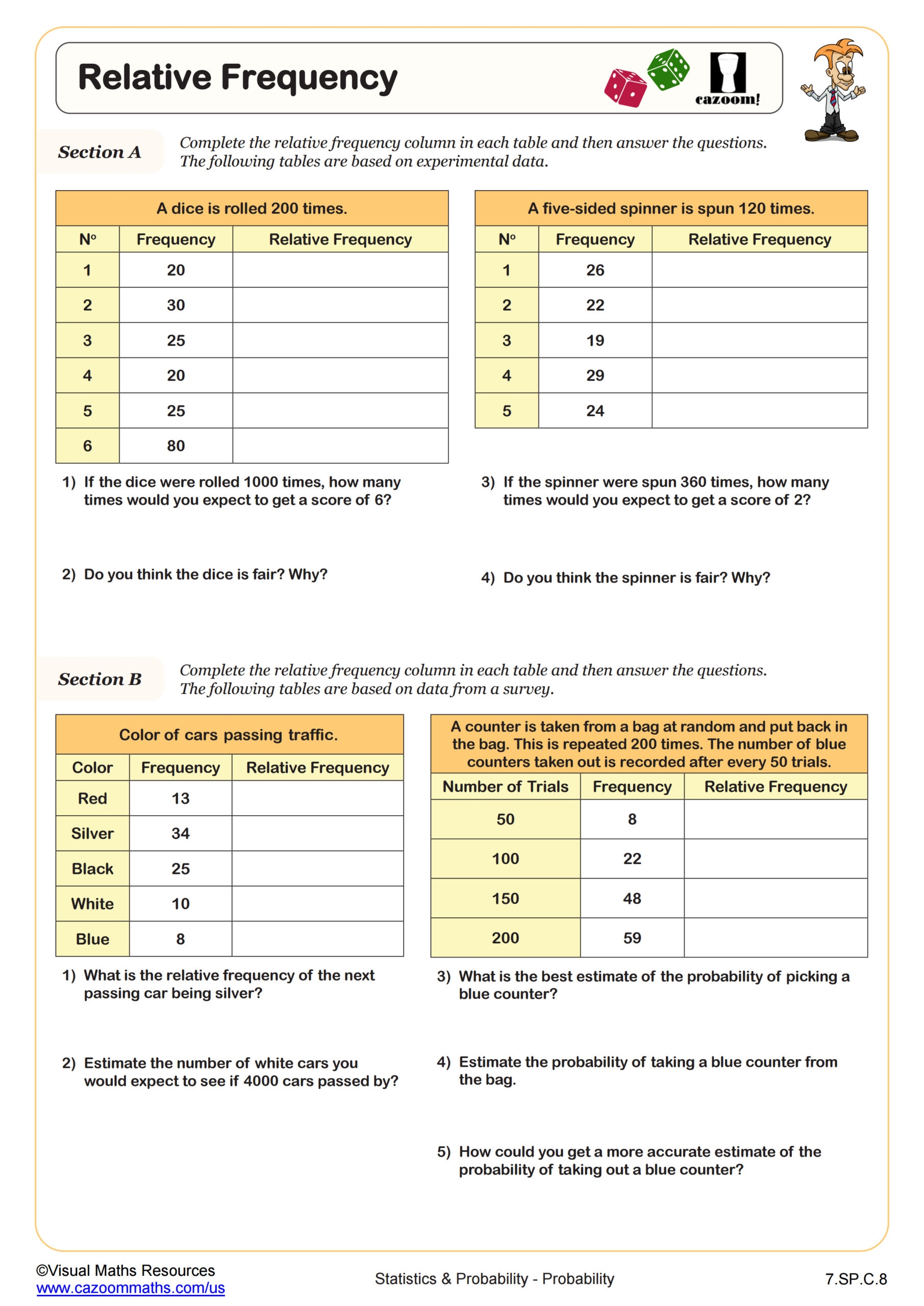 7th Grade Probability Worksheets PDF Printable Worksheets Cazoom Math 7th Grade Probability Worksheets PDF Printable Worksheets Cazoom Math