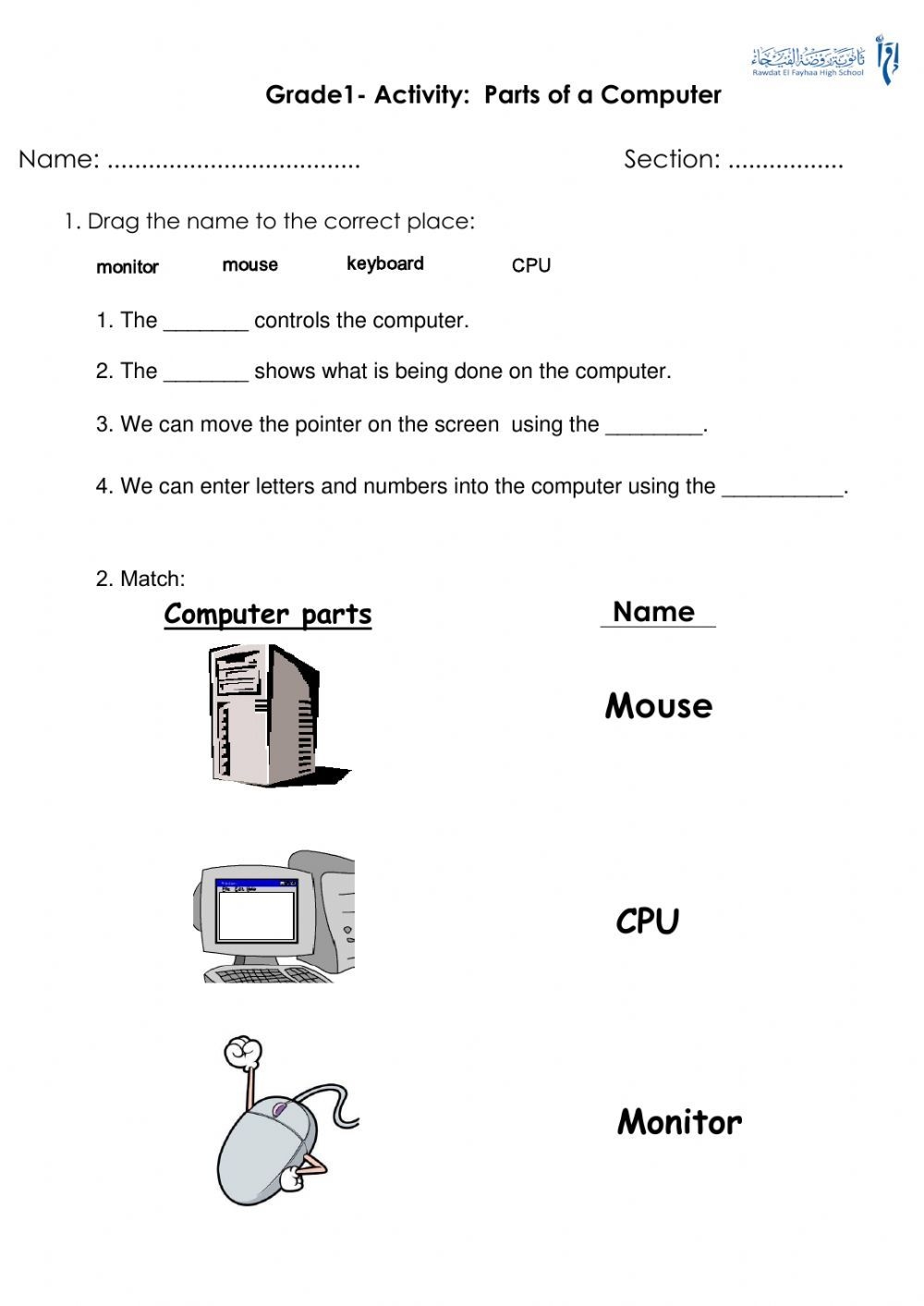 8 Computer Worksheets Ideas Computer Lessons Teaching Computers Computer Basics