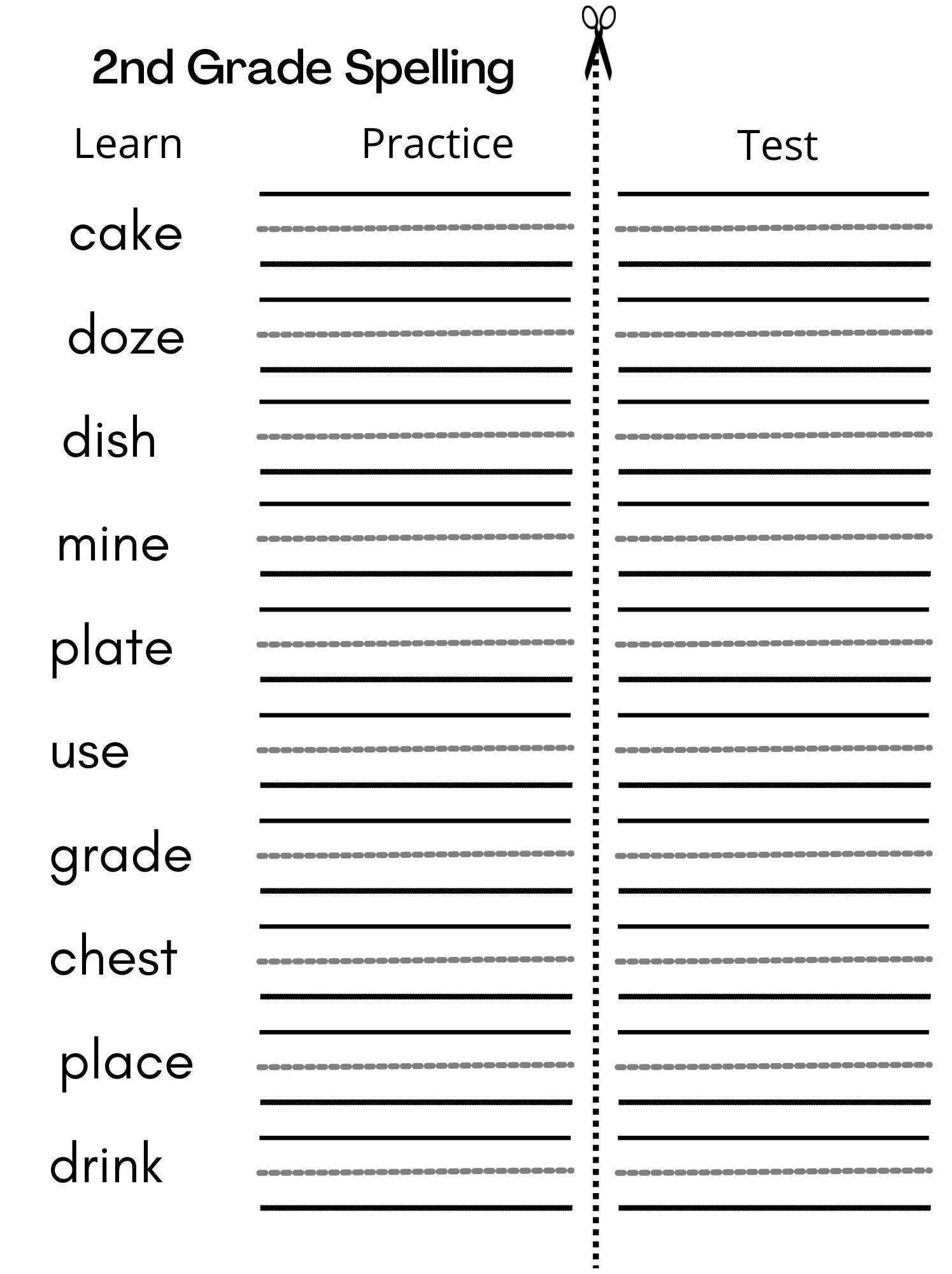 8 Printable Second Grade Writing Spelling Worksheets Spelling Test Etsy