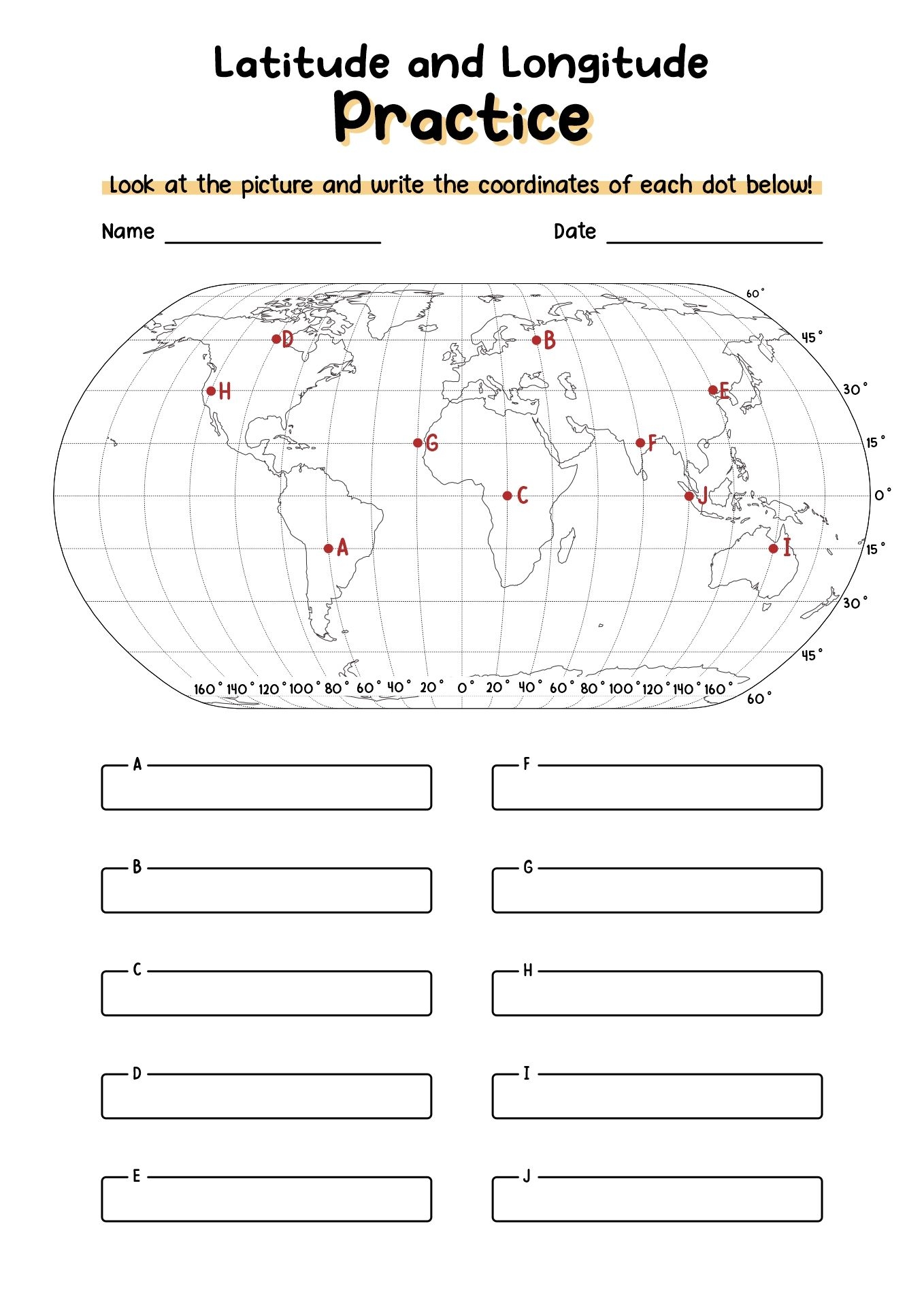 Free Printable Mini Unit Latitude And Longitude For Kids