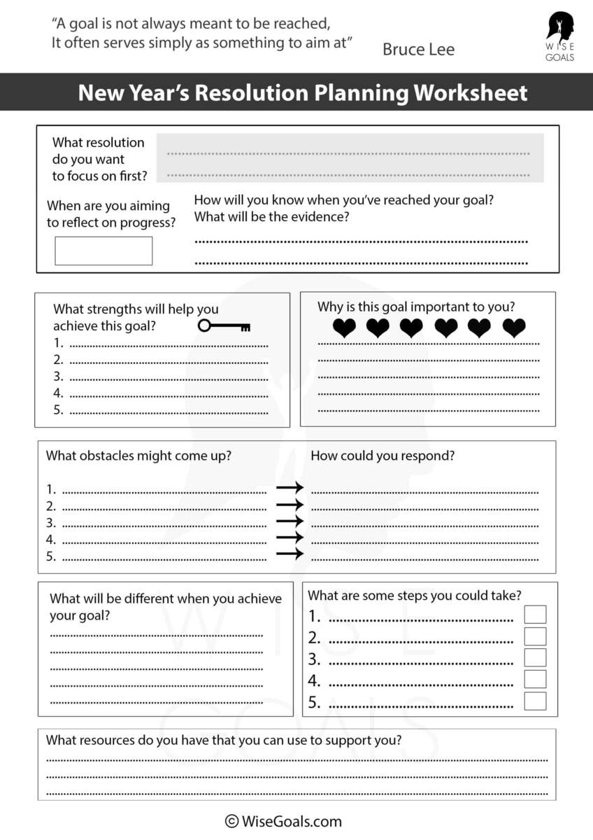 A More Effective Approach With New Year S Resolution Worksheets