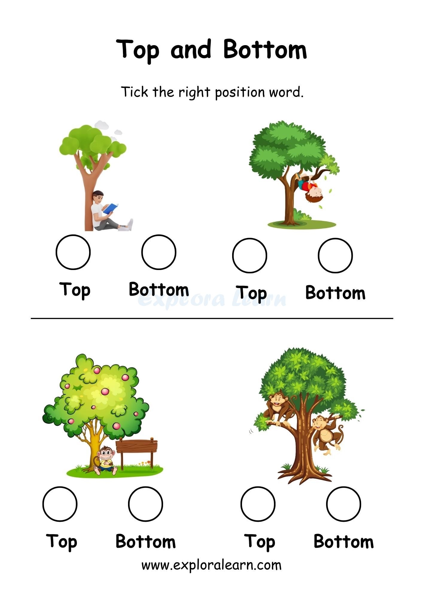 Above And Below Comparison Worksheets For Preschool And Kindergarten 2 To 6 Years Kids