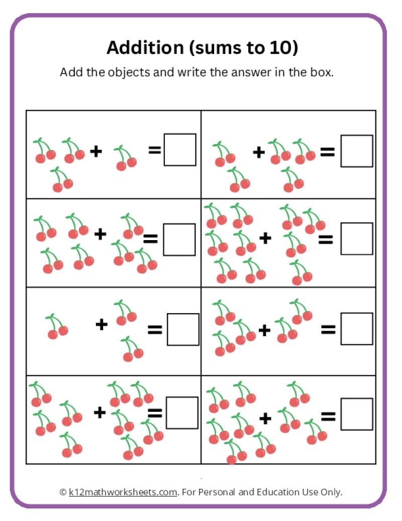 Addition Worksheets K12 Math Worksheets
