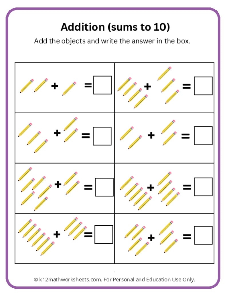 Addition And Subtraction Worksheets