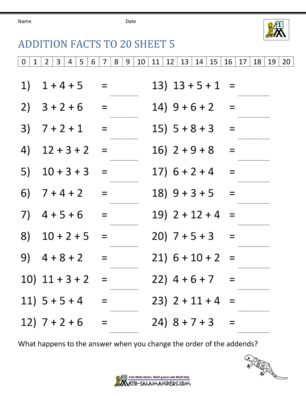 Free Math Worksheets