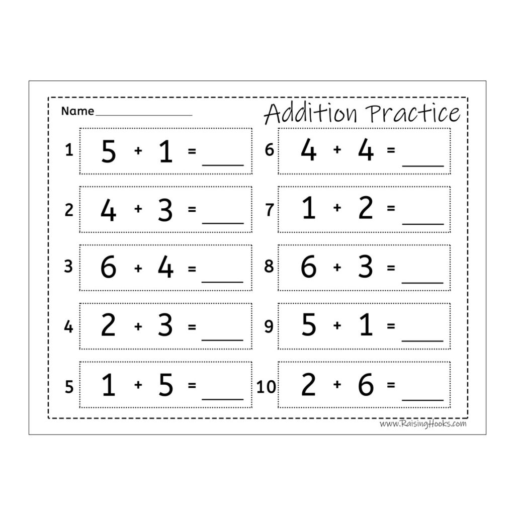 Addition Practice Raising Hooks