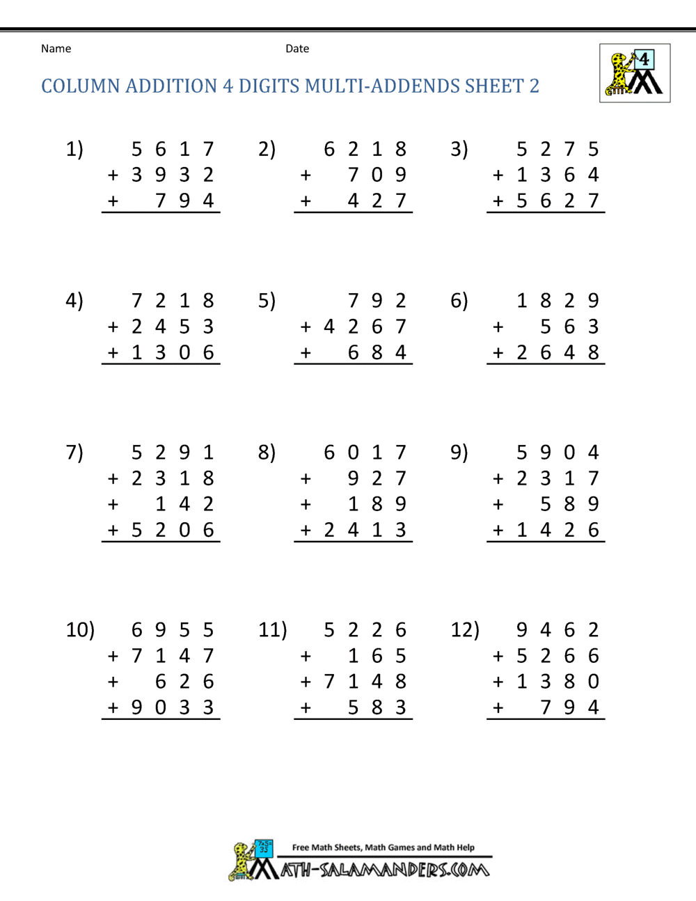 Addition Regrouping Worksheet 4th Grade Addition And Subtraction Worksheets Superstar Worksheets