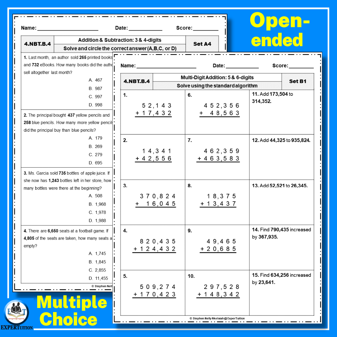 Addition Subtraction Multiplication And Division Worksheets Bundle Made By Teachers