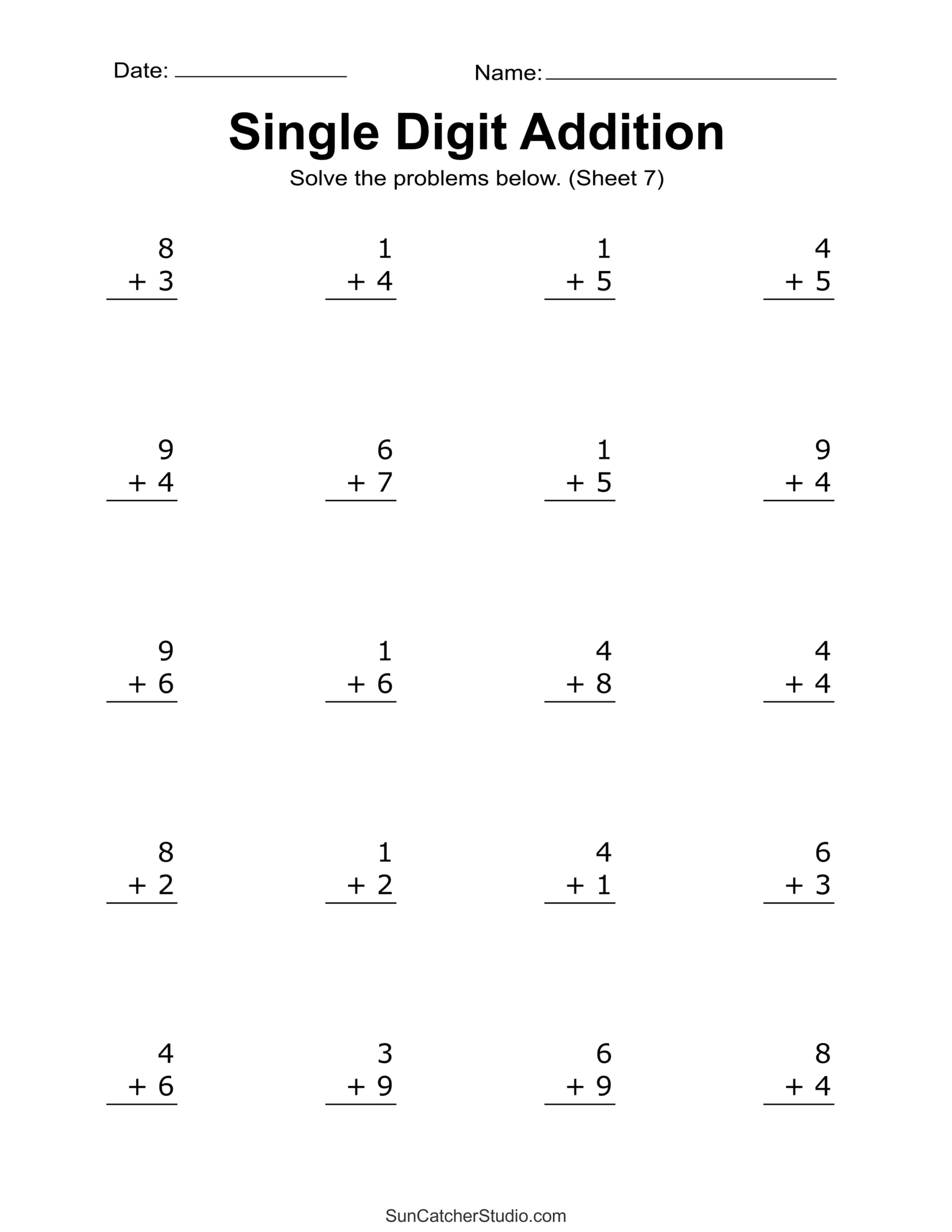 Addition Worksheets Free Printable Easy Math Problems Free Printables Lettering SVG Files Tools Apps 30 Printable Single Digit Addition Worksheets Preschool 2nd Grade Math Etsy Israel