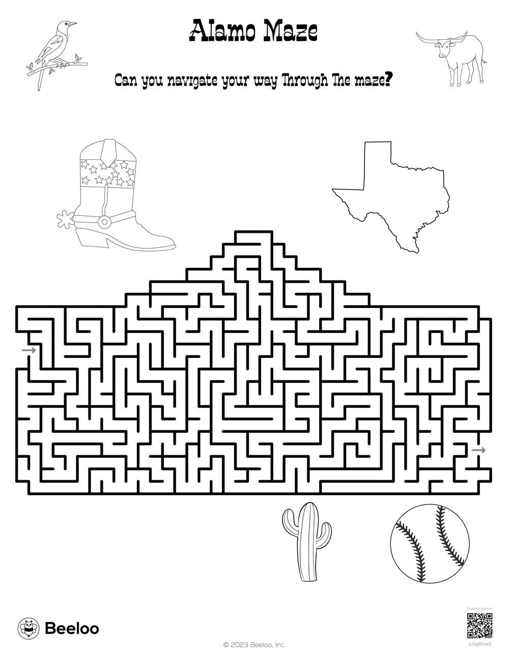 Alamo Maze Beeloo Printable Crafts And Activities For Kids