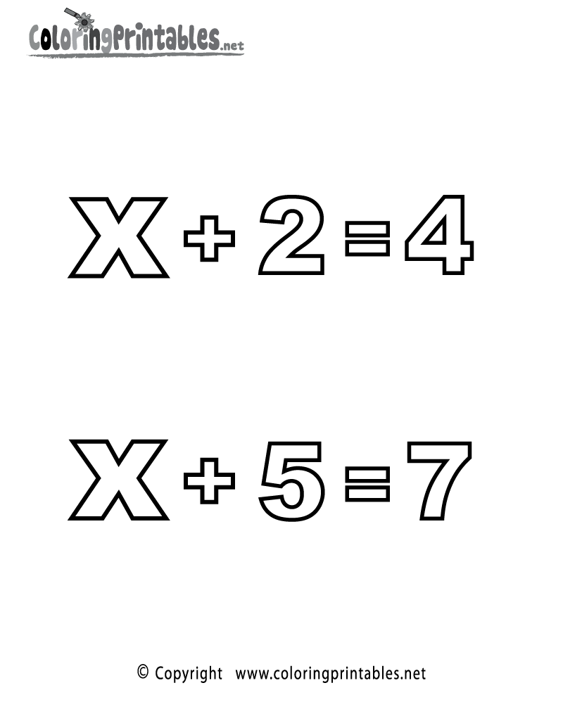 Algebra Addition Coloring Page A Free Math Coloring Printable