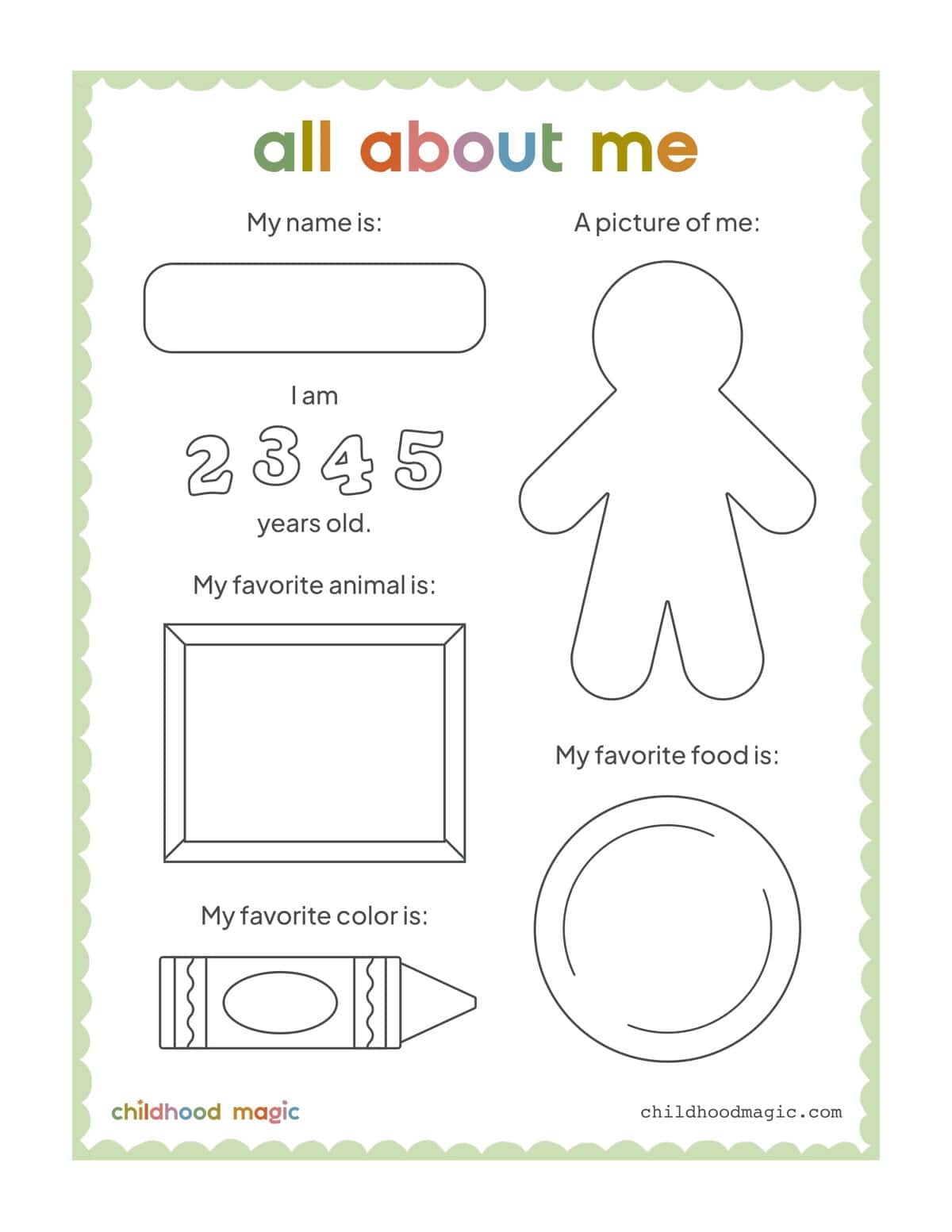 All About Me Free Printable Worksheets For Pre K To Elementary Childhood Magic All About Me Free Printable Worksheets For Pre K To Elementary Childhood Magic
