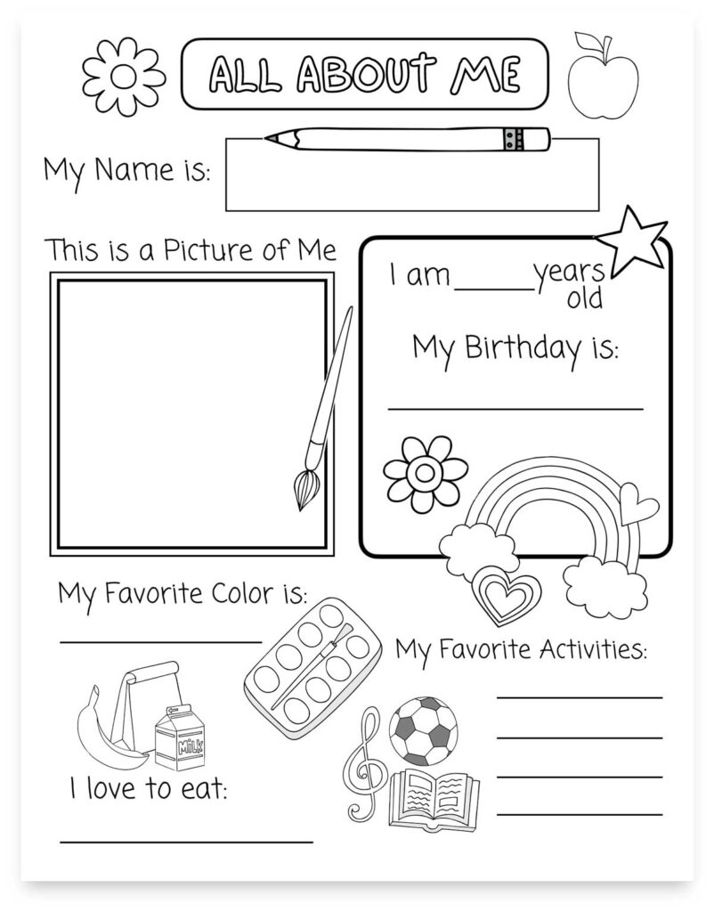 All About Me Template Superstar Worksheets