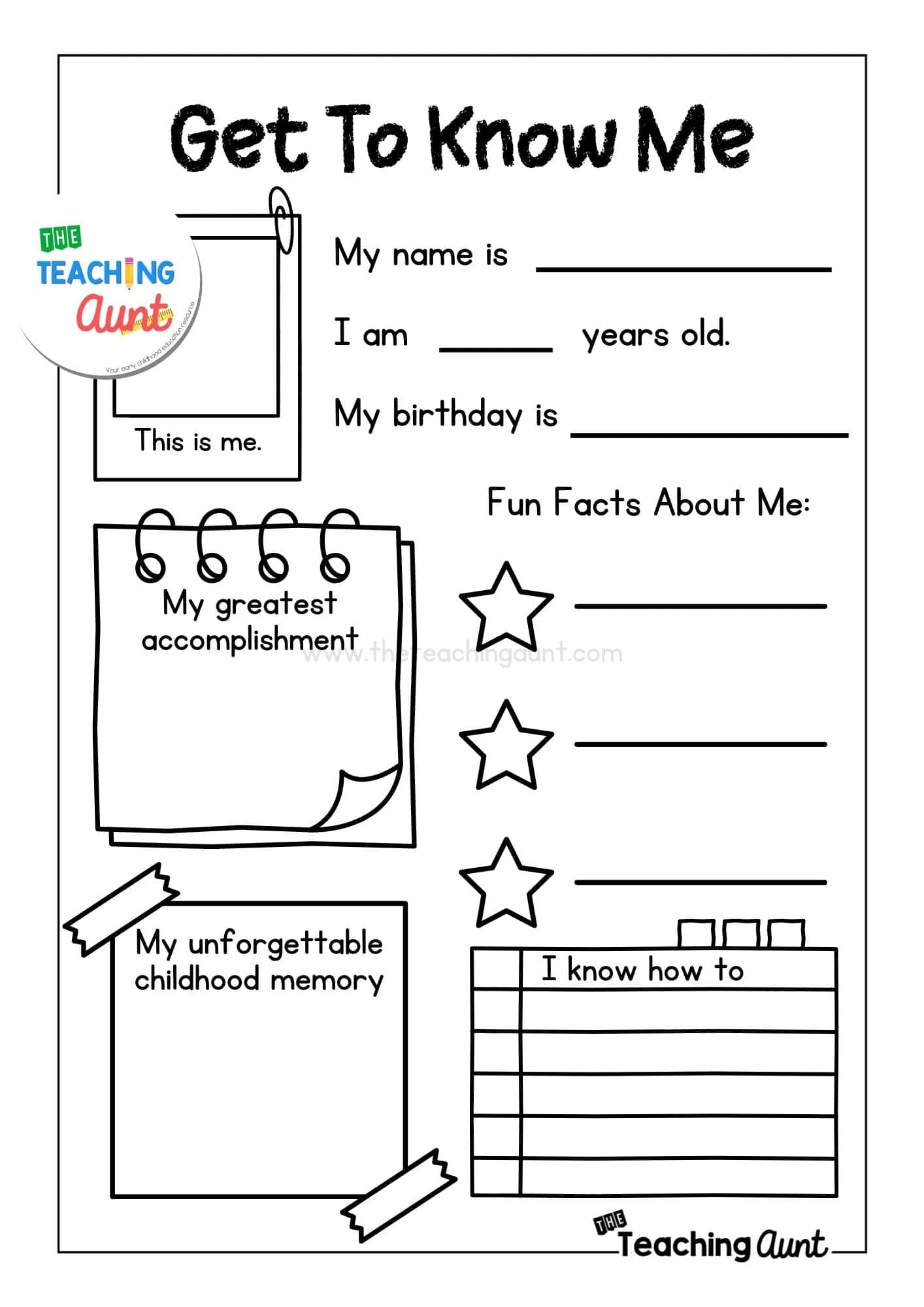 All About Me Worksheets Free Printable The Teaching Aunt All About Me Worksheets Free Printable The Teaching Aunt
