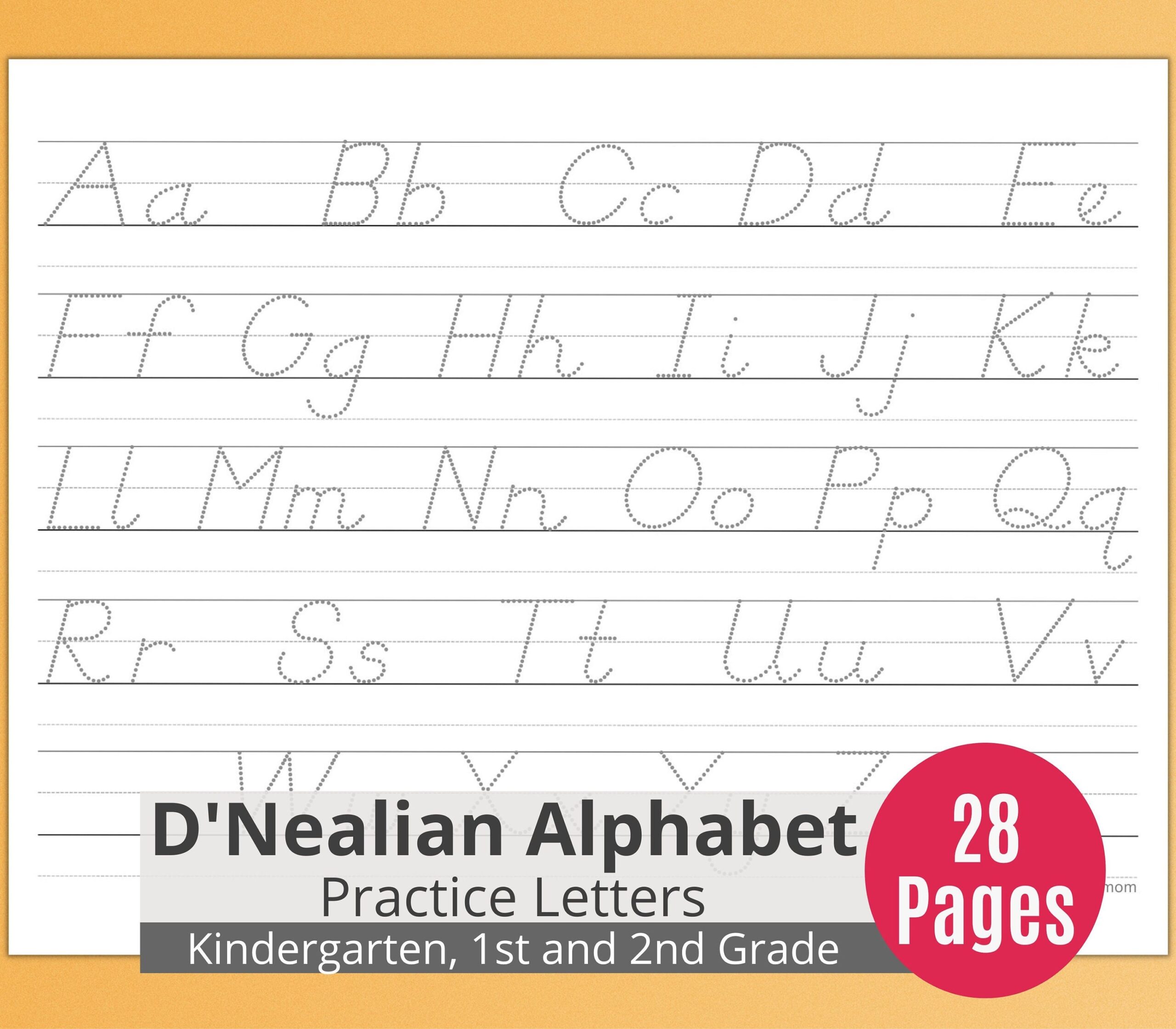Alphabet Handwriting Practice For Kids Printable Letter Tracing Worksheets Handwriting Practice For Kids Landscape Oriented D Nealian Etsy New Zealand