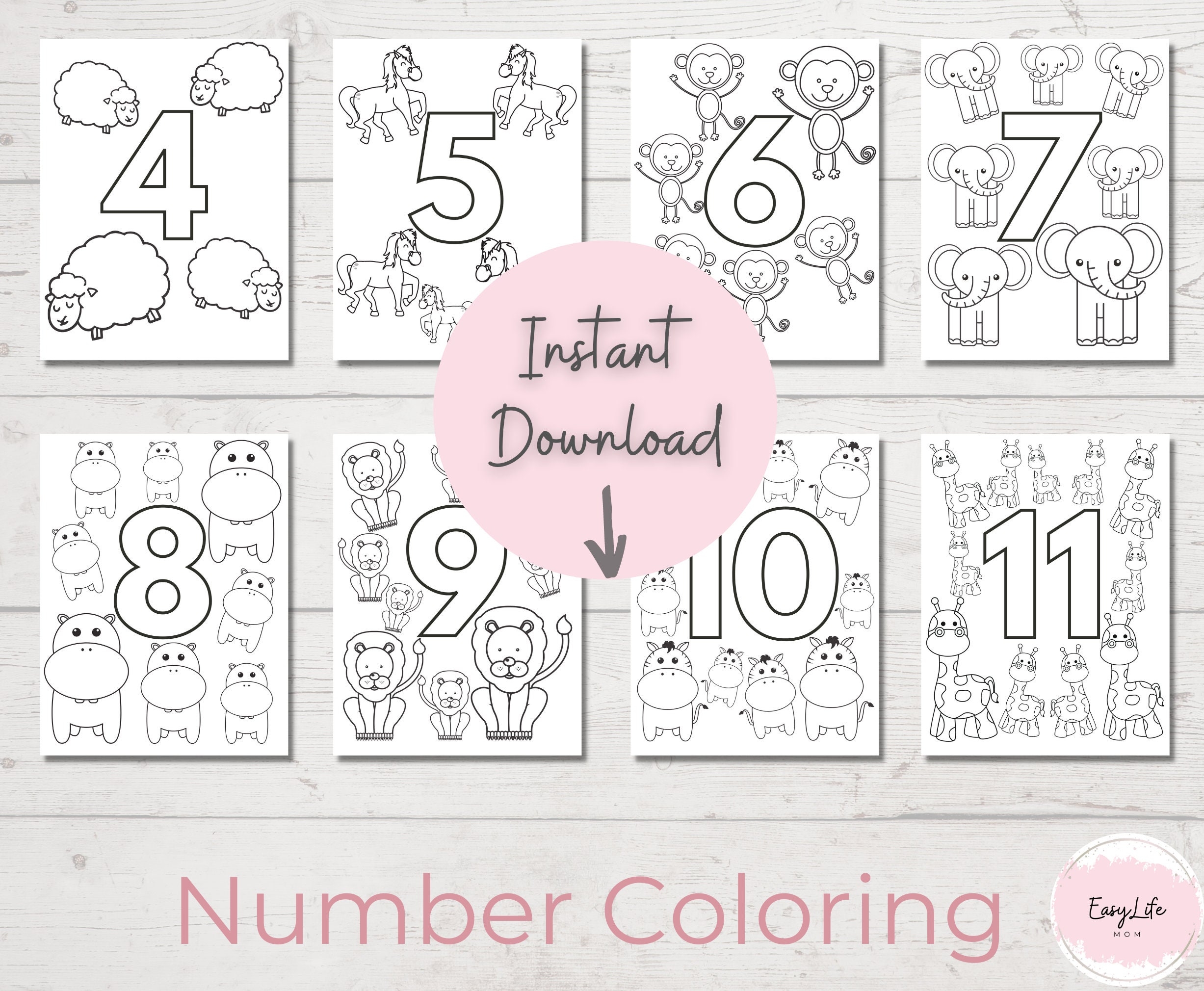 Alphabet Number Coloring Pages ABC 123 Learning PDF Download Etsy