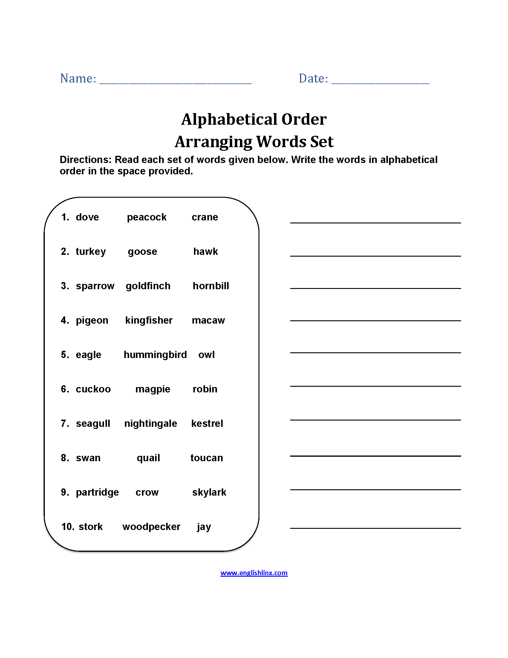 Alphabet Worksheets Alphabetical Order Worksheets