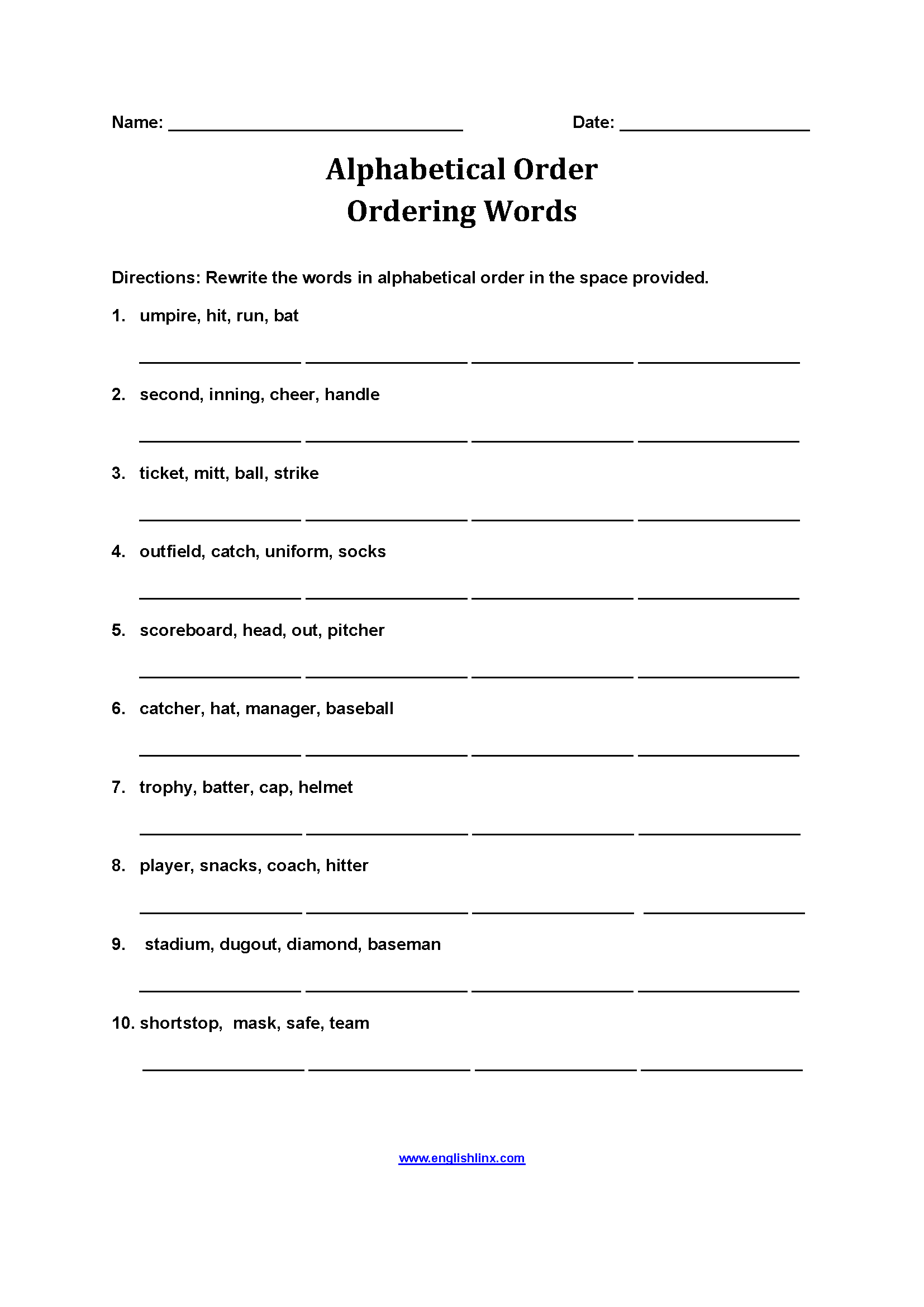 Alphabet Worksheets Alphabetical Order Worksheets