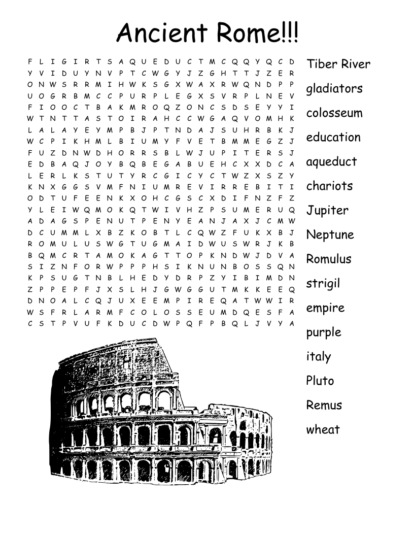 Ancient Rome Word Search WordMint Ancient Rome Word Search WordMint