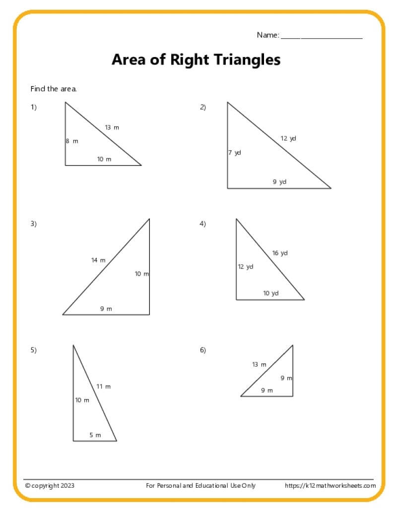 Area And Perimeter Of Triangles K12 Math Worksheets