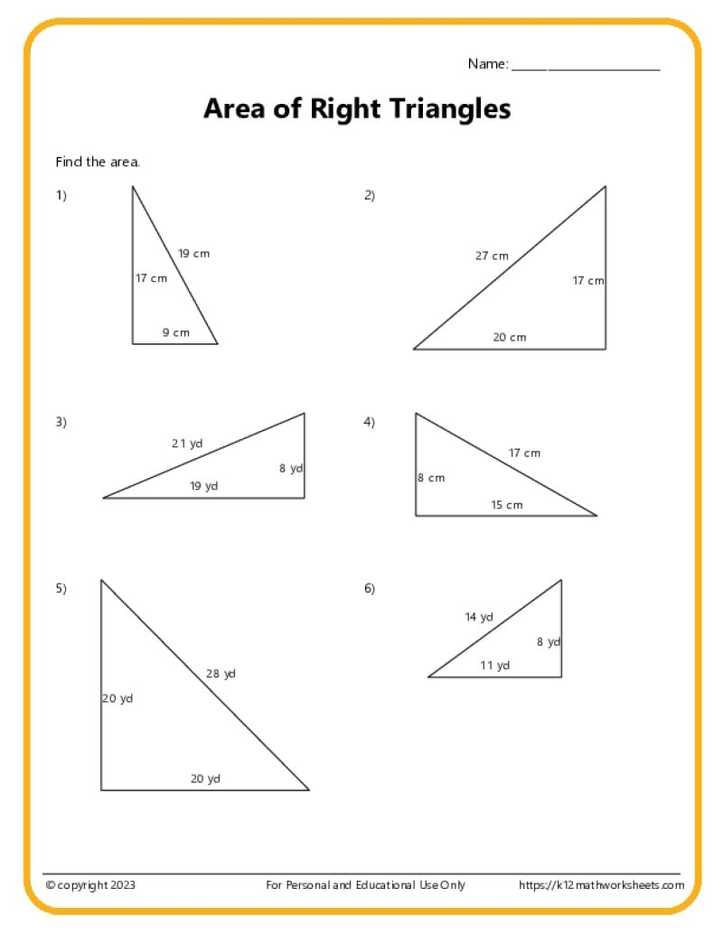 12 Free Area Of A Triangle Worksheets 80 Area Problems