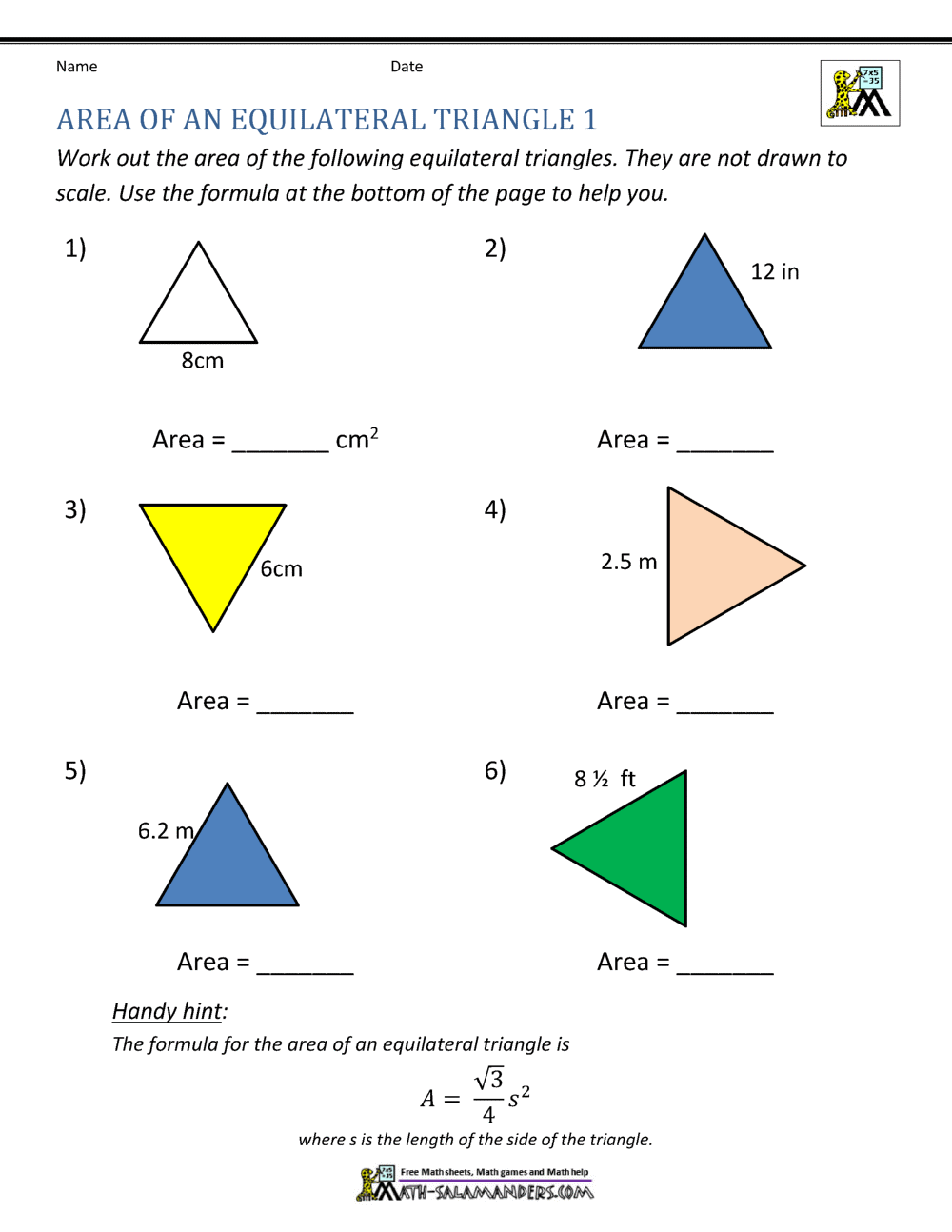 Area Of Equilateral Triangle