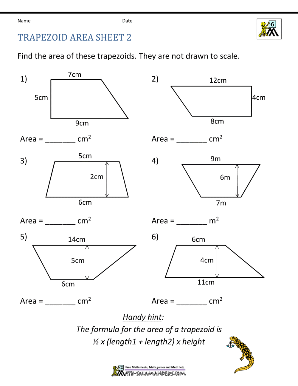 Area Of Quadrilateral Worksheets