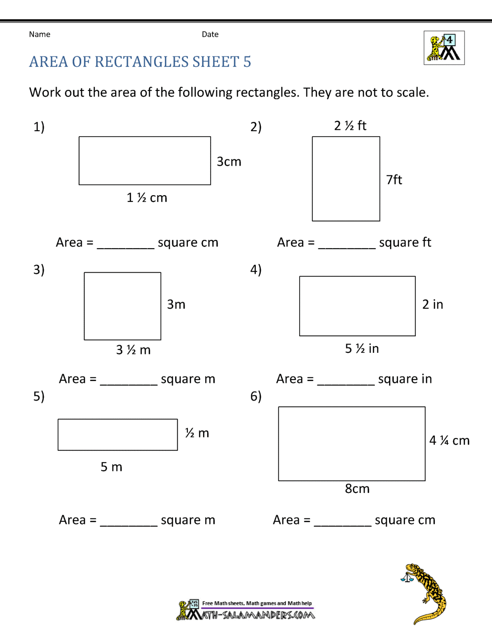 Area Of Rectangle Worksheets Area Of Rectangle Worksheets