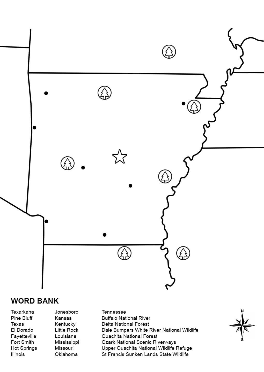 Arkansas Map Worksheet Coloring Page Free Printable Arkansas Map Worksheet Coloring Page Free Printable