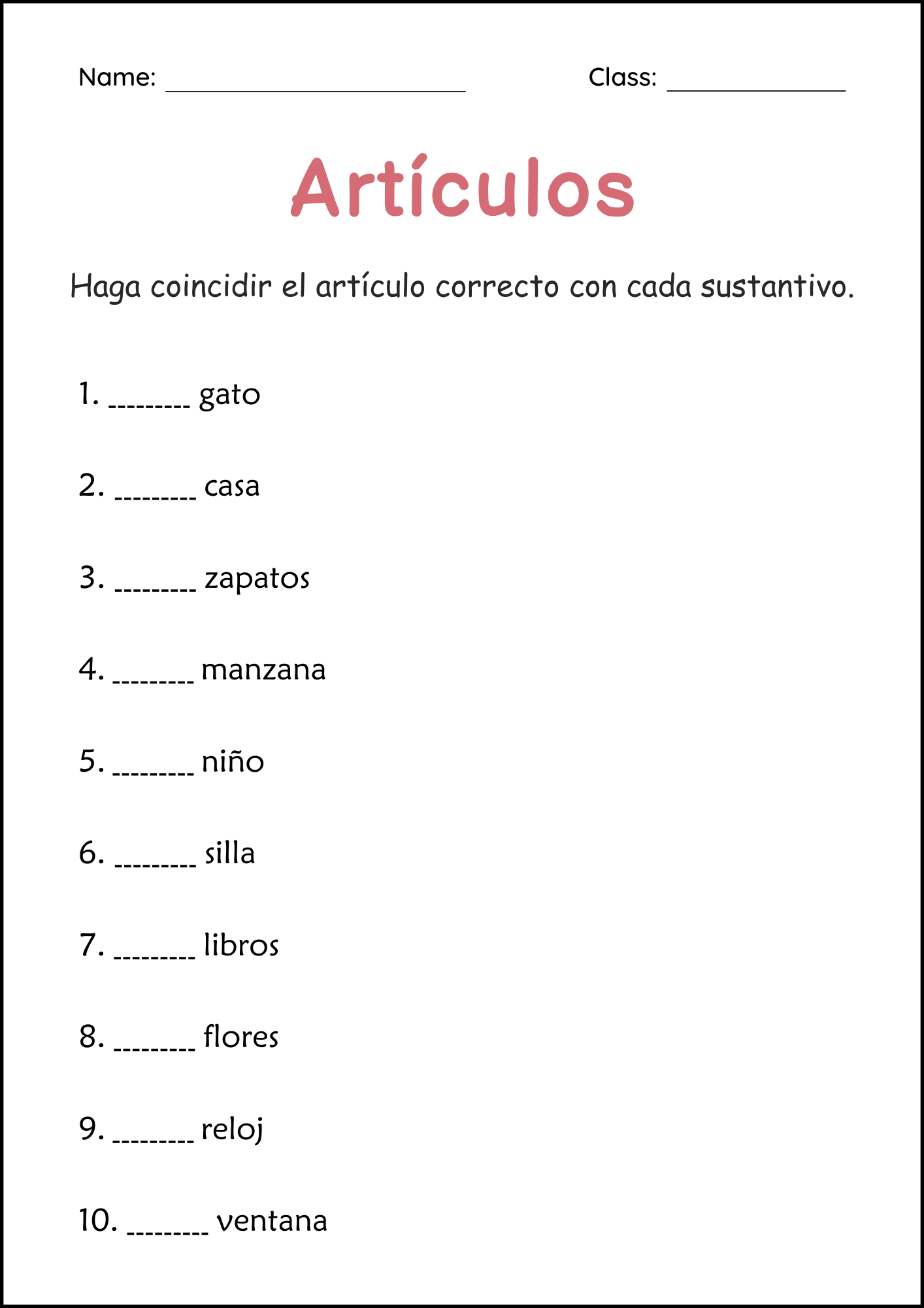 Art Culos Definite And Indefinite Articles El La Los Las In Spanish Teaching Resources