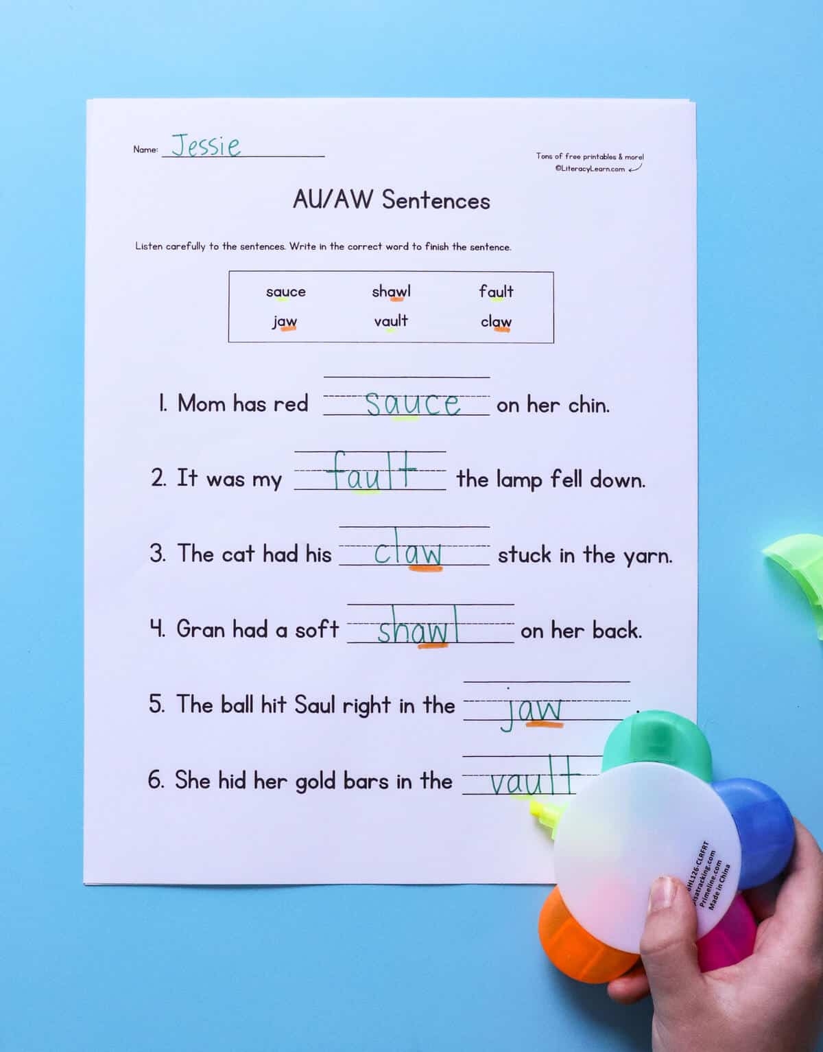 AU And AW Words Teaching Tips 5 Free Worksheets Literacy Learn