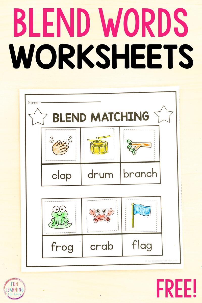 Beginning Blends Word Sort Cut Paste Worksheets