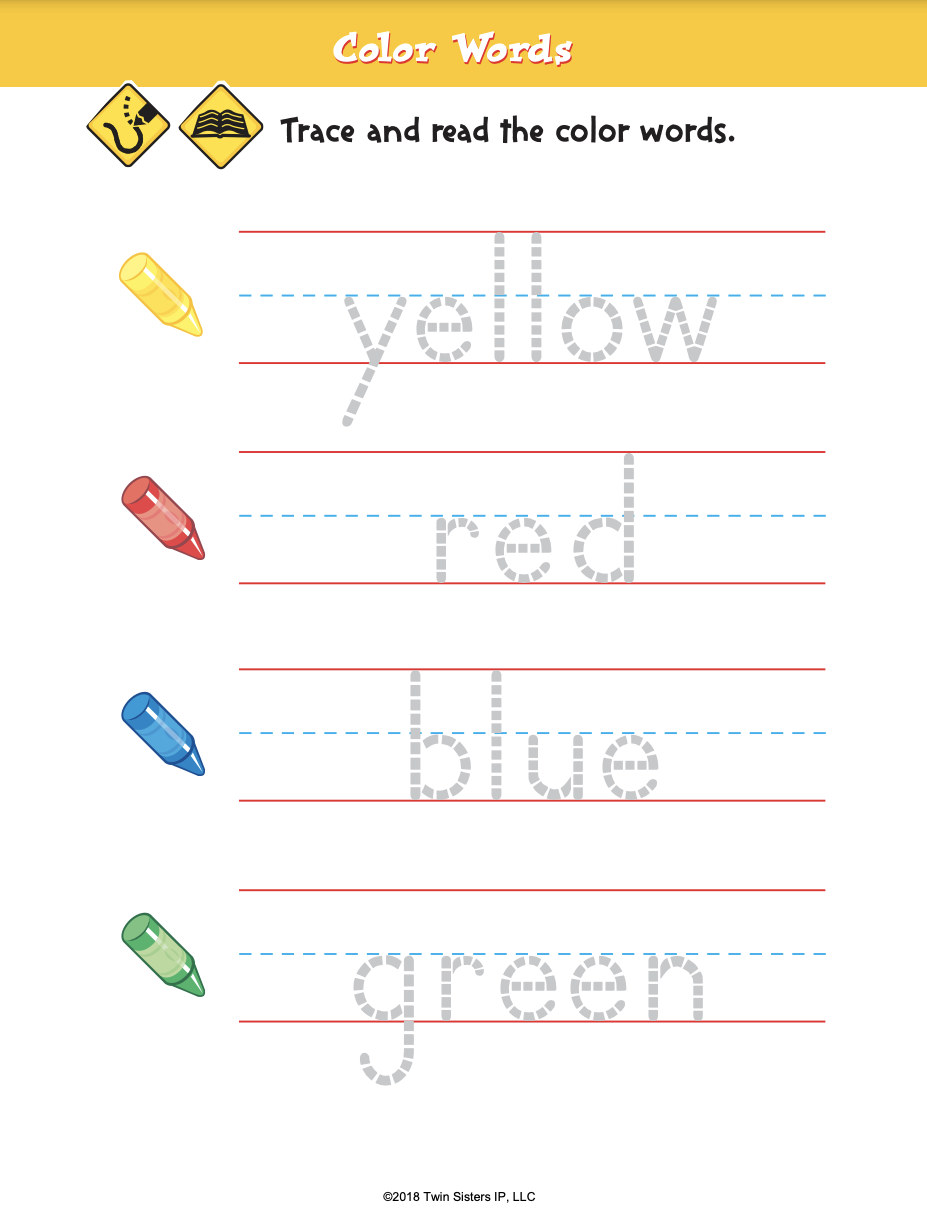 Beginning Reading Color And Number Words Printable Workbook By Teach Simple