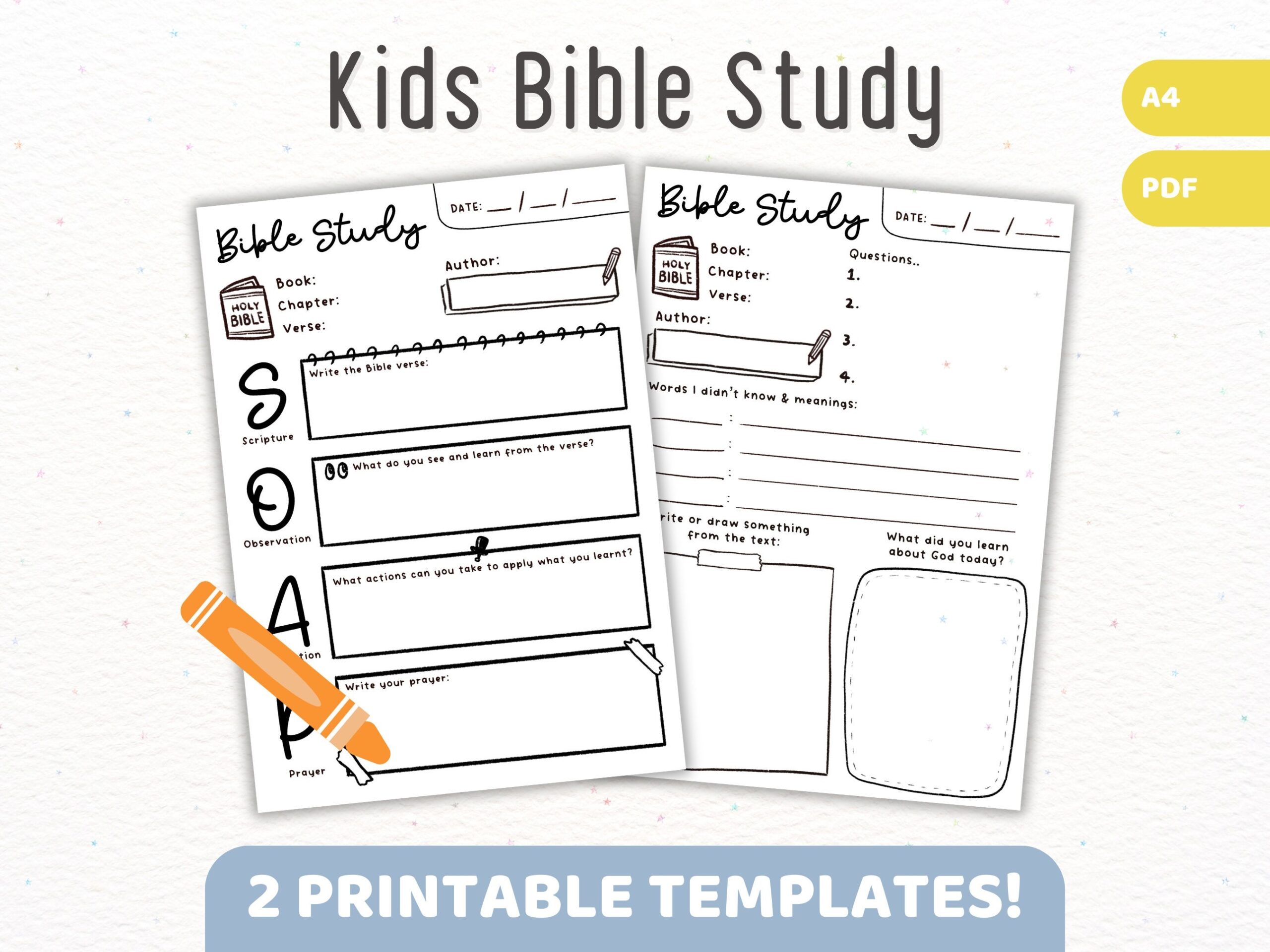 Bible Study Printable For Children Kids Elementary School Youth SOAP Method Digital Christian Youth Worksheet Activity Sunday School Etsy