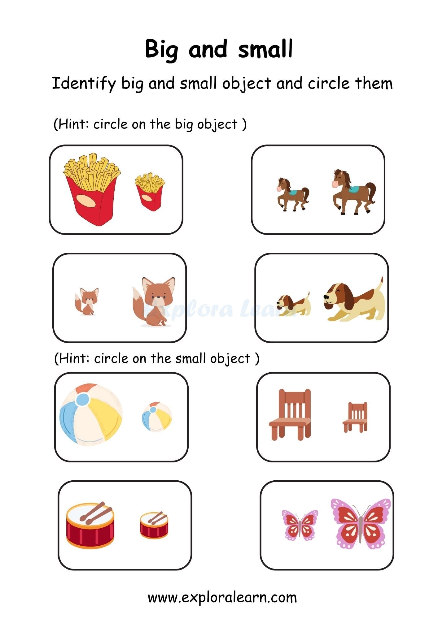 Big And Small Comparison Worksheets For Preschool And Kindergarten 2 To 6 Years Kids Big And Small Concept Activities With FREE Math Worksheet