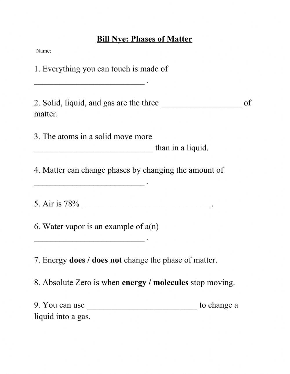 Bill Nye Phases Of Matter Online Exercise For Worksheets Library Bill Nye Phases Of Matter Online Exercise For Worksheets Library