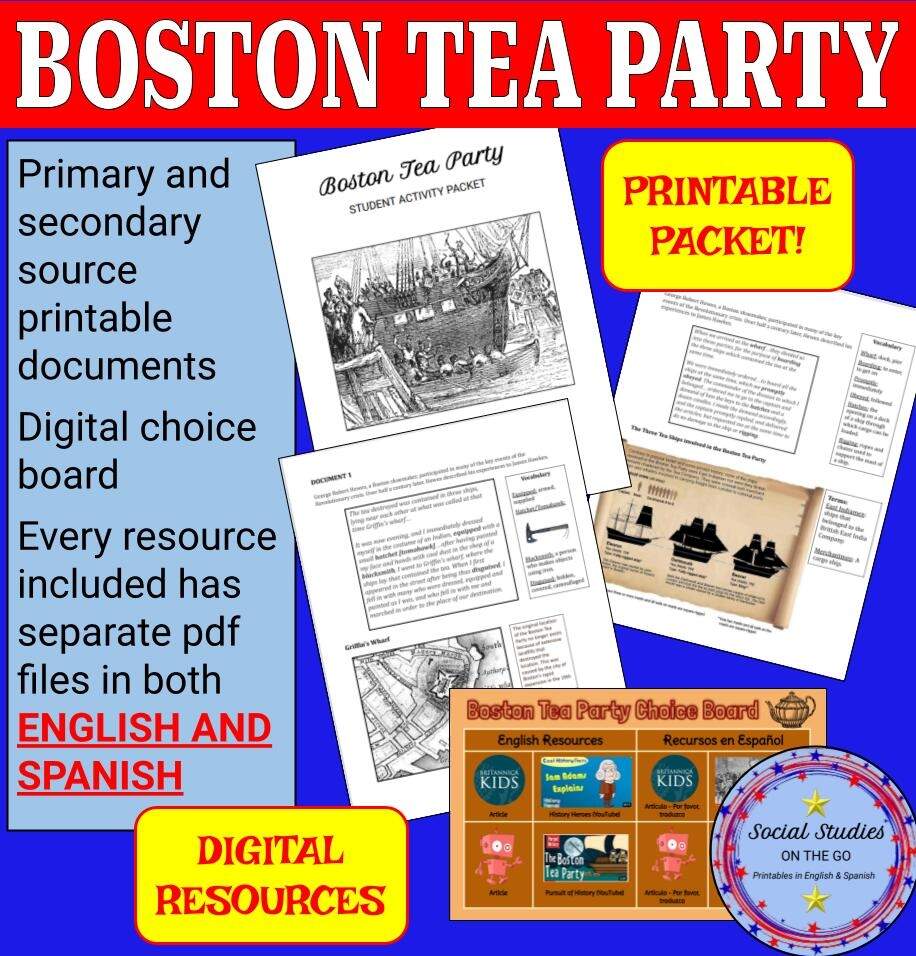 Boston Tea Party Activity Packet Printable Worksheets English And Spanish Classful Boston Tea Party Activity Packet Printable Worksheets English And Spanish Classful