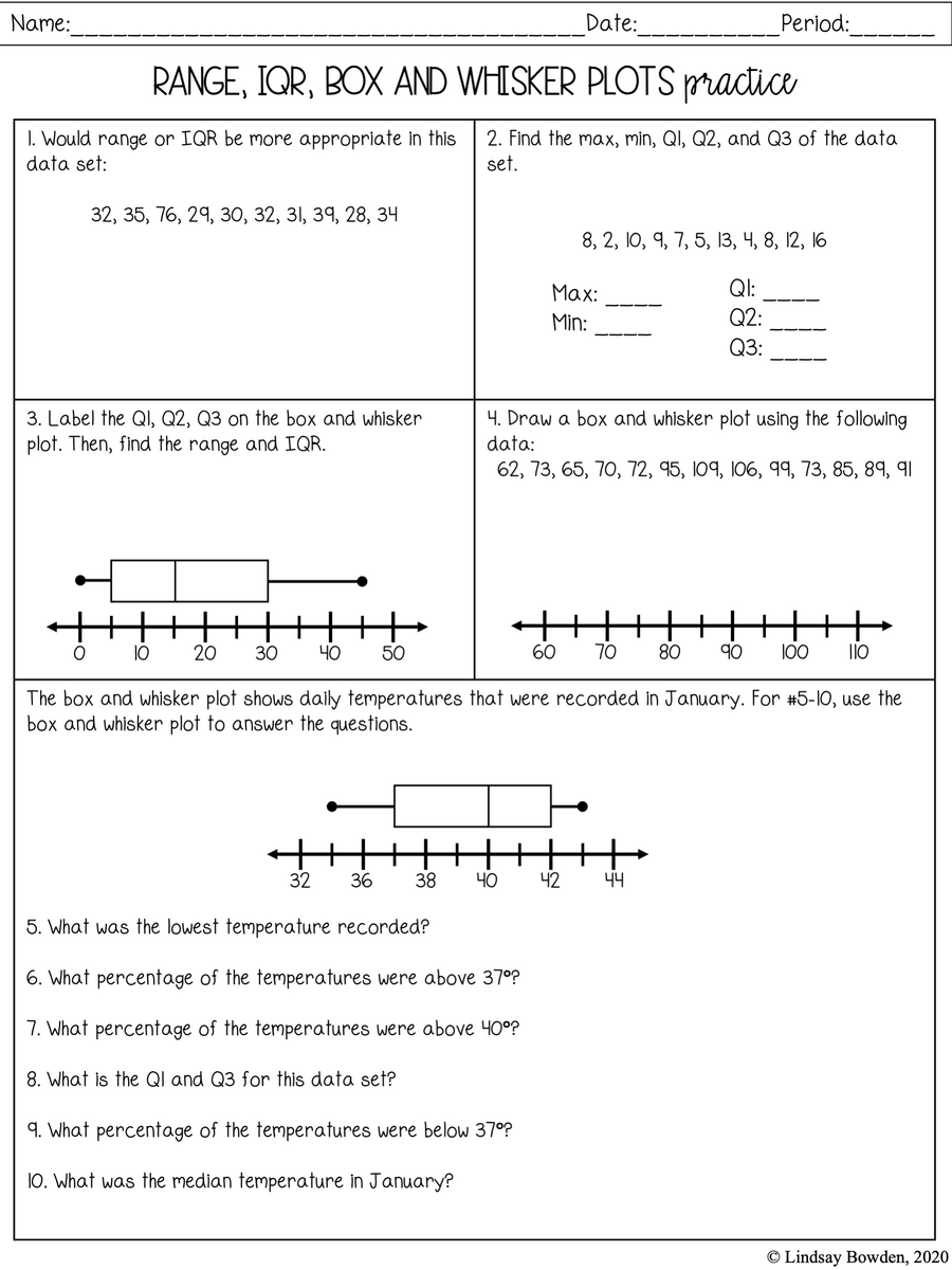Interpreting Box Plots Worksheet Cazoom Maths Worksheets