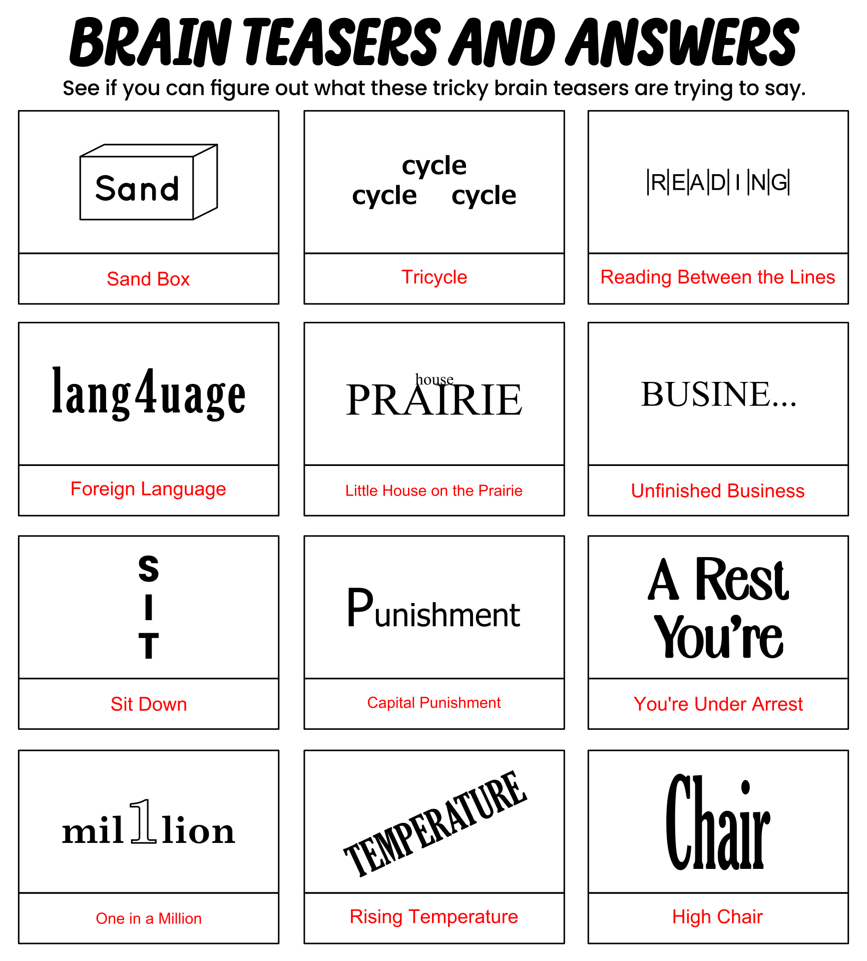 Brain Teasers And Answers 13 Free PDF Printables Printablee