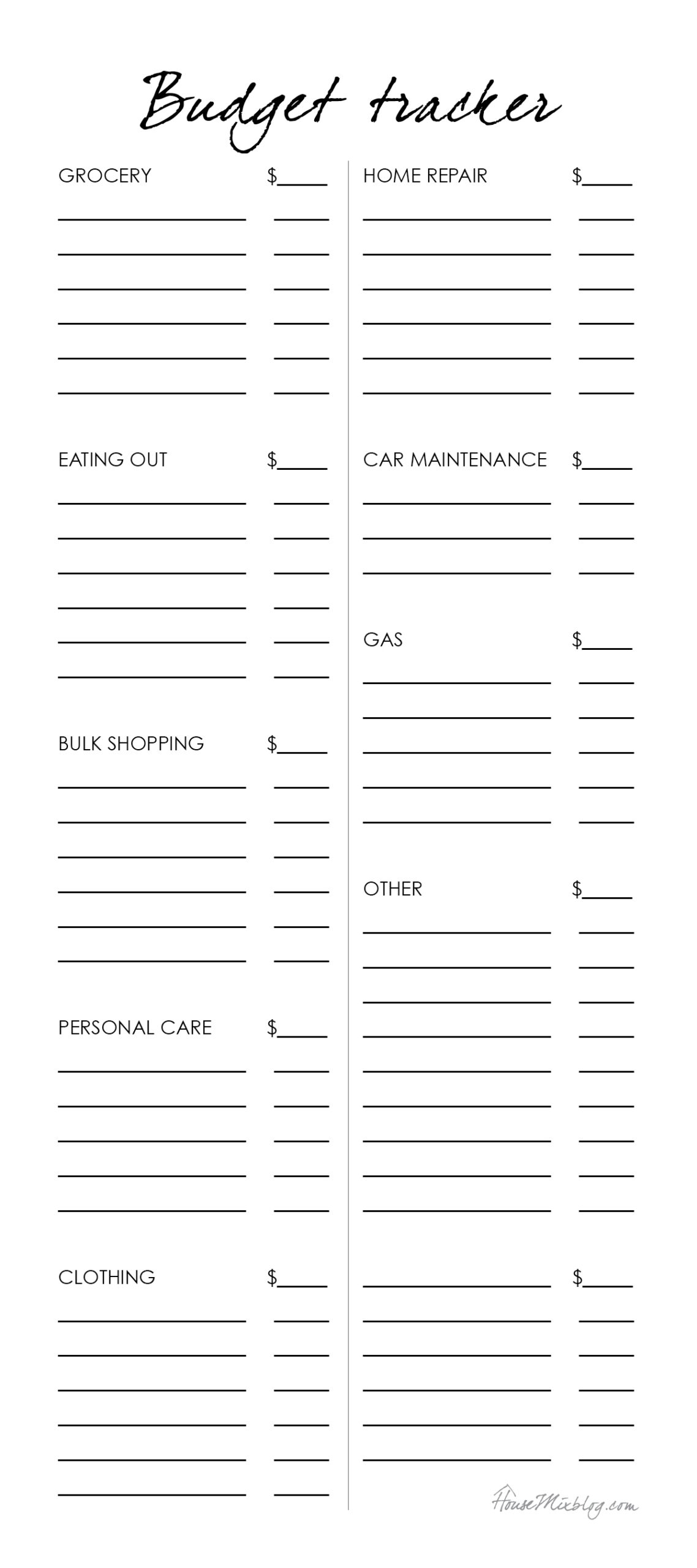 Budget Tracker Envelope Printables House Mix