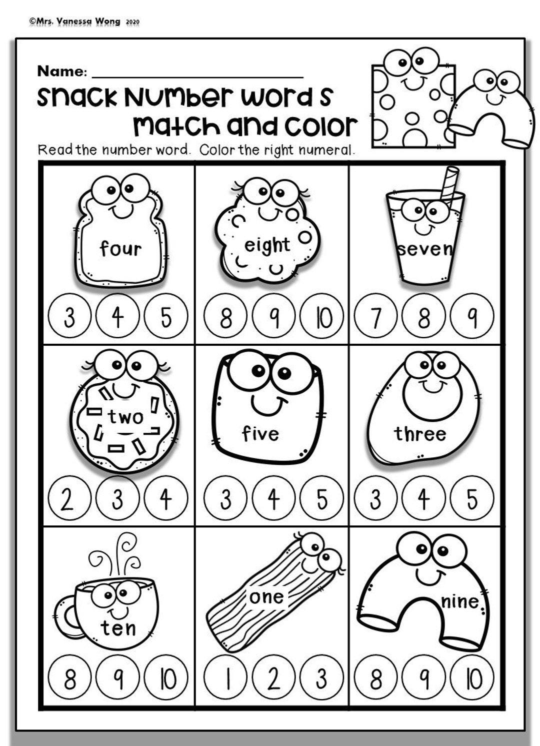 Buy Kindergarten Math Worksheets Numbers 1 10 Number Words PDF Online In India Etsy
