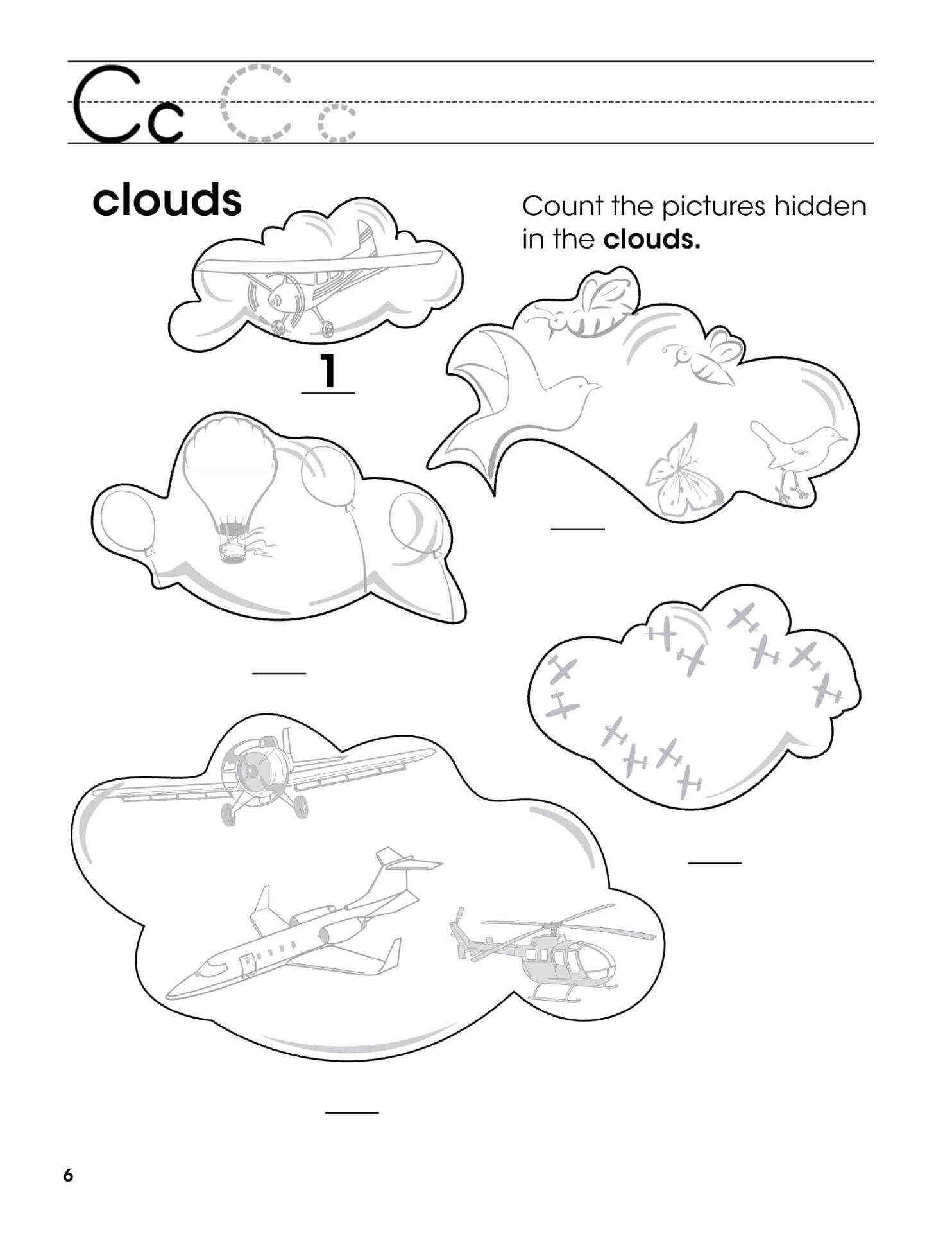 C Trace Letter And Count The Pictures Hidden In The Clouds Free Printable Worksheets C Trace Letter And Count The Pictures Hidden In The Clouds Free Printable Worksheets