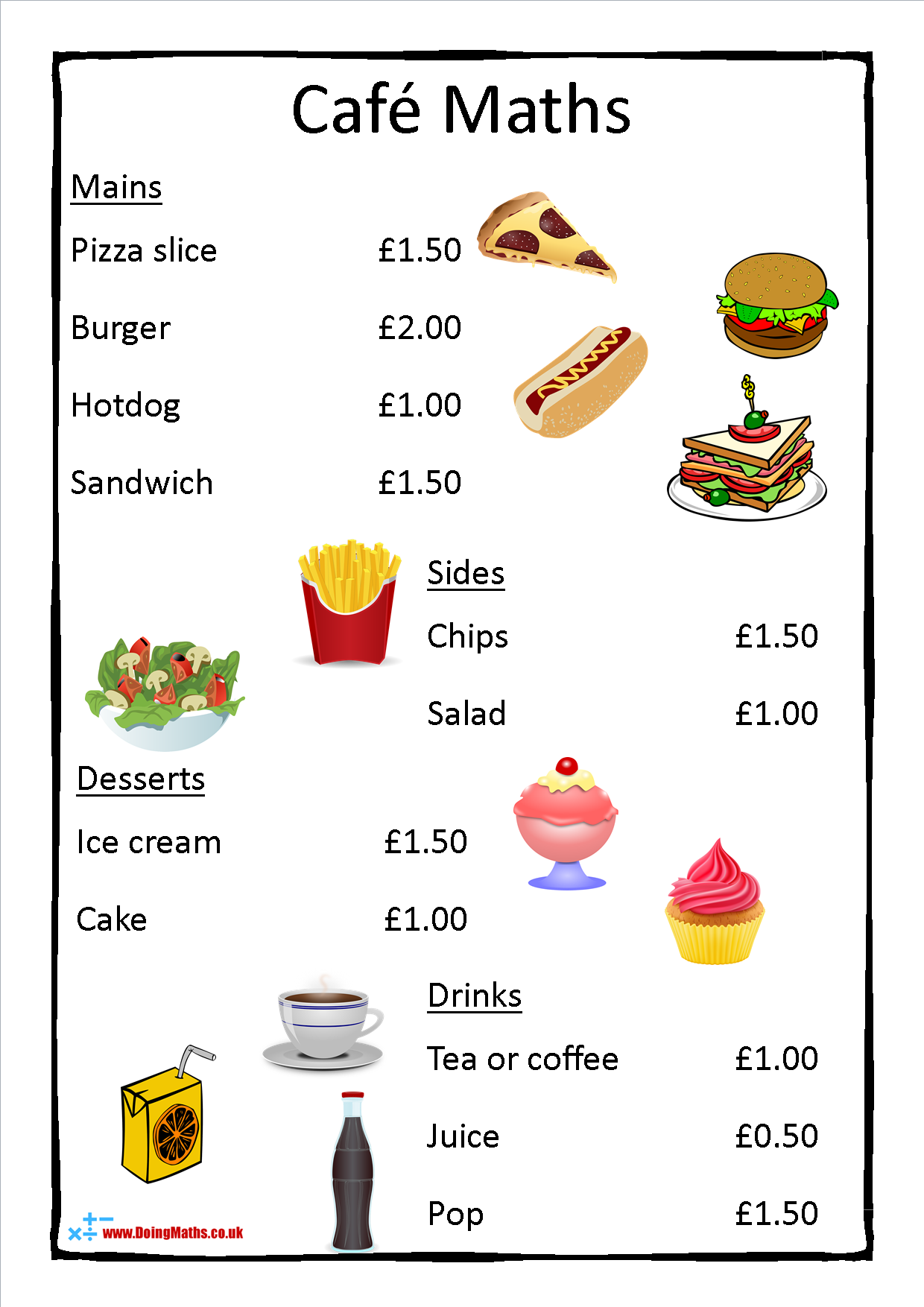 Cafe Menu Maths Primary Mathematics Money Arithmetic And Decimals Free Sample Teaching Resources Beginning Menu Math Addition Subtraction Multiplication Consumer Activities Worksheets Library
