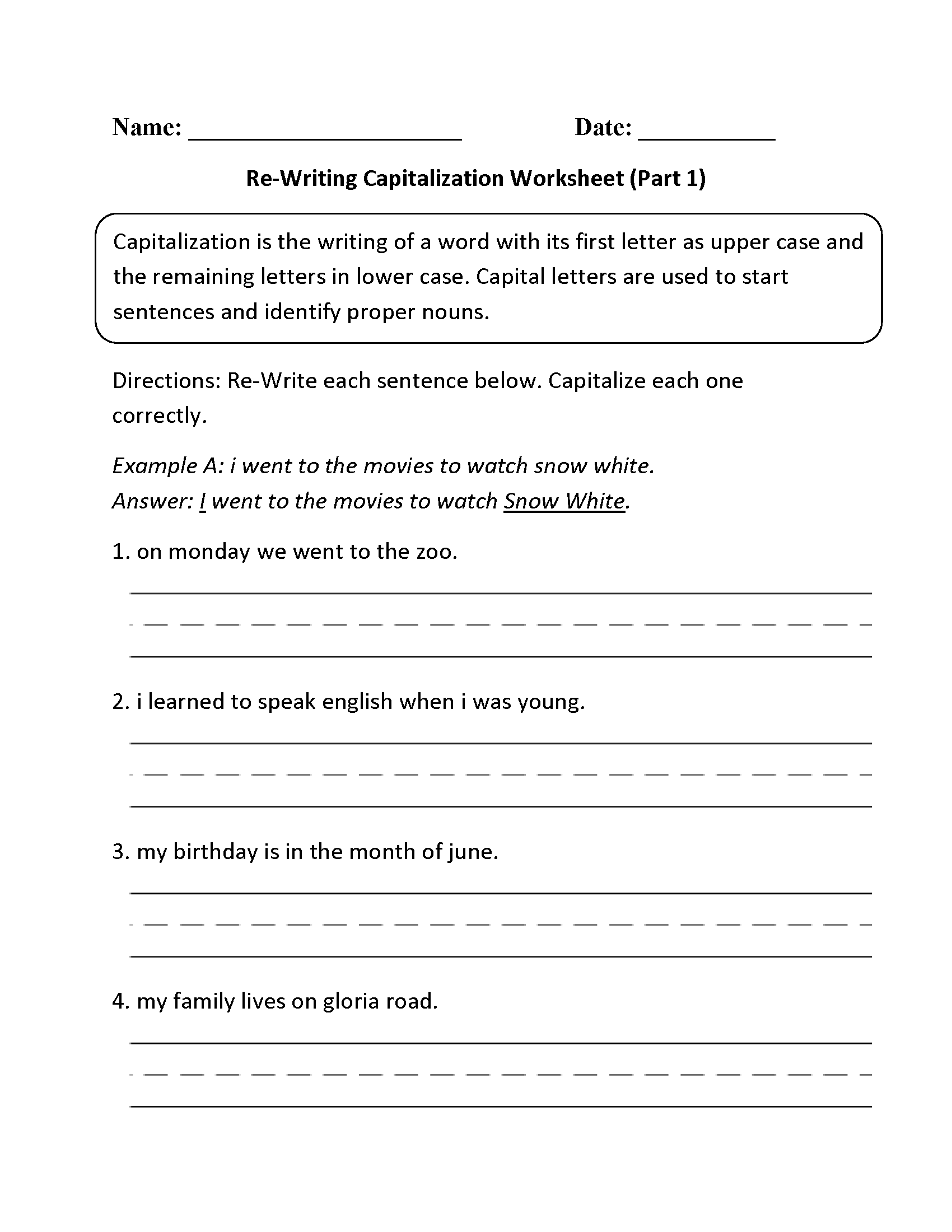 Capitalization Worksheets Free Printable Grammar Practice Capitalization Worksheets Free Printable Grammar Practice