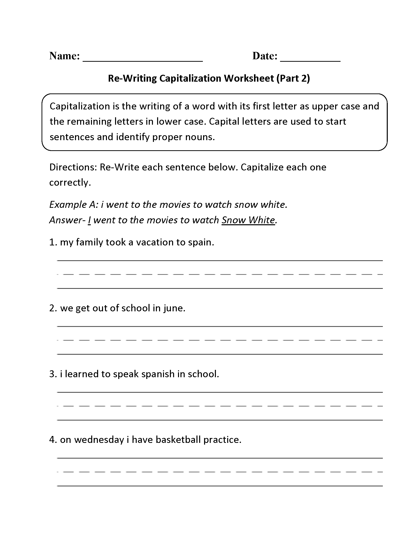 Capitalization Worksheets Free Printable Grammar Practice Capitalization Worksheets Free Printable Grammar Practice