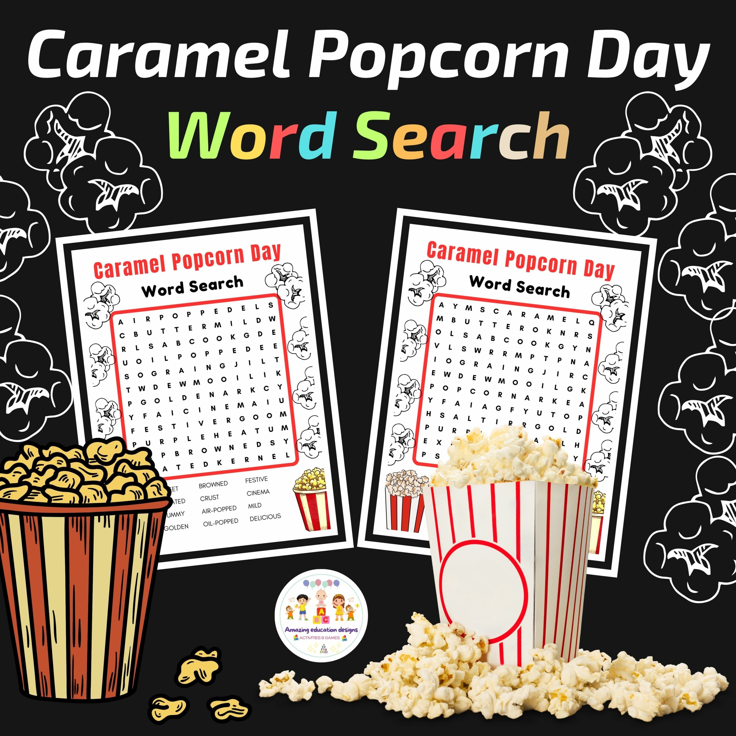 Caramel Popcorn Day Word Search Worksheet Made By Teachers
