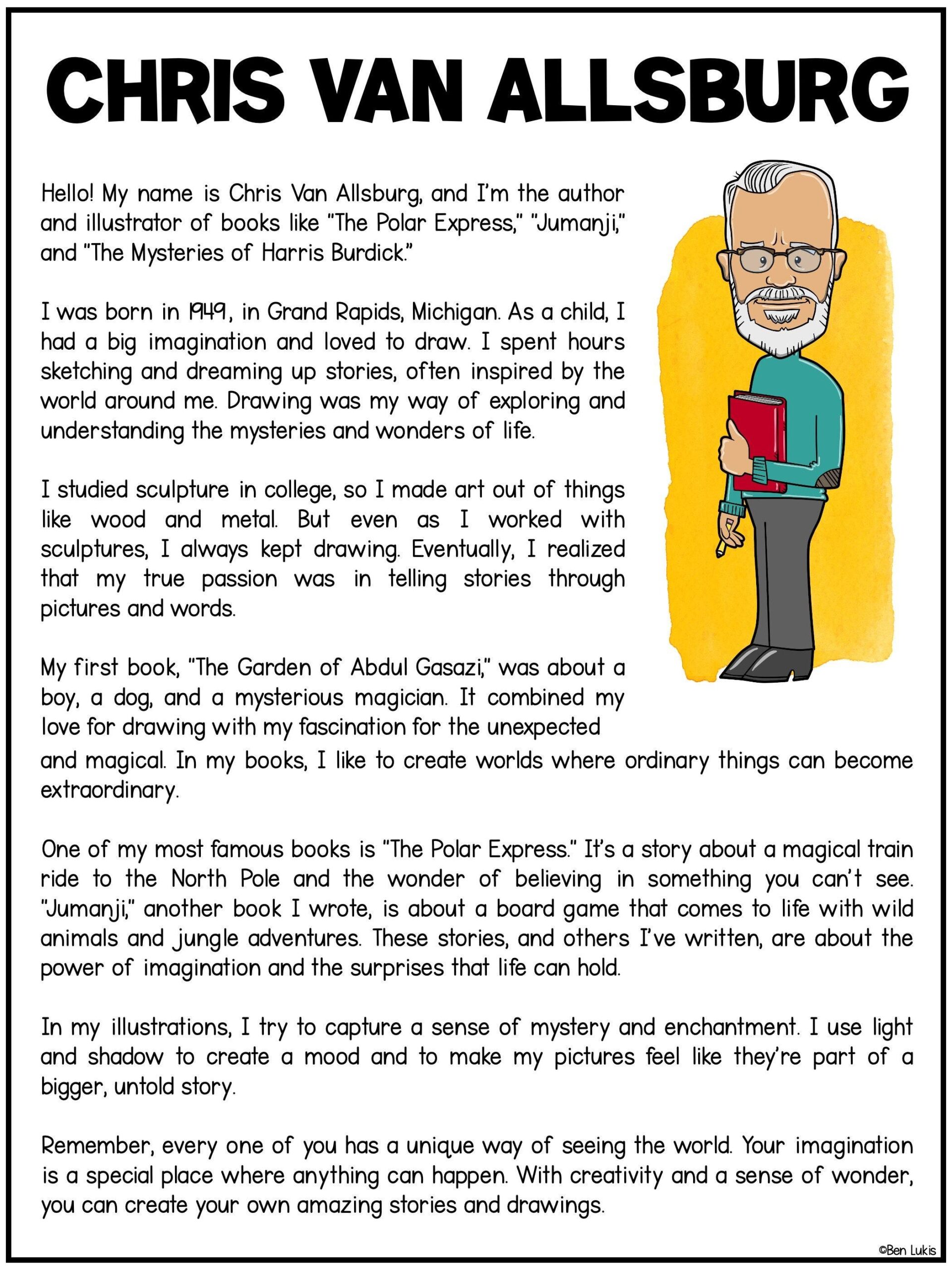 Chris Van Allsburg Author Study Polar Express Jumanji PDF Download Etsy