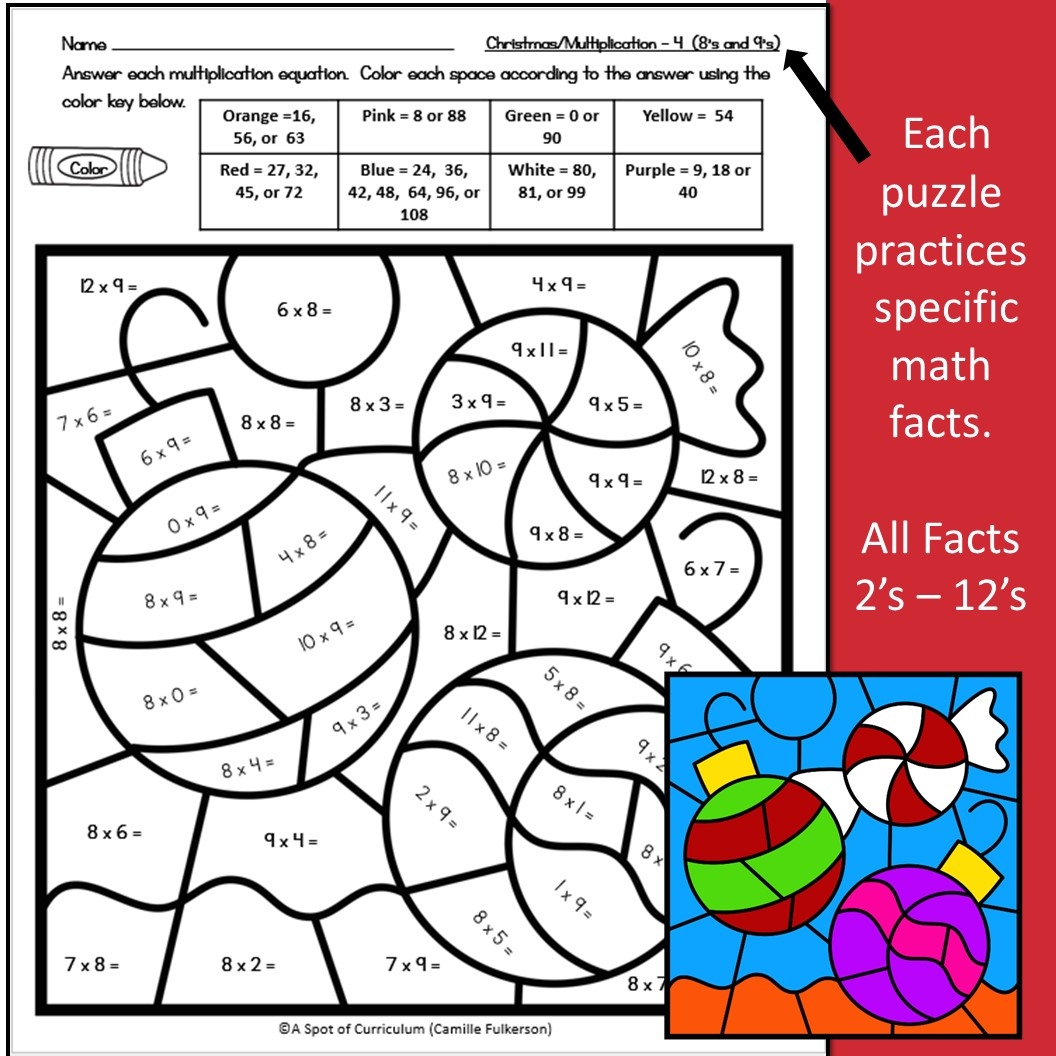 Christmas Math Coloring Sheets Multiplication Color By Number Made By Teachers