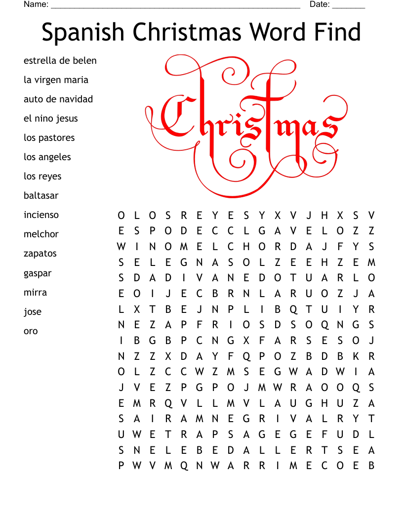 Christmas Words Sayings In Spanish Worksheet WordMint